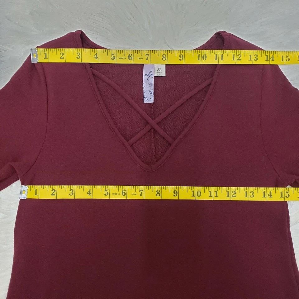 Other Alya Dress Made in USA Burgundy XS Cut out Crisscross V-Neck Size XS / US 0-2 / IT 36-38 - 9 Thumbnail