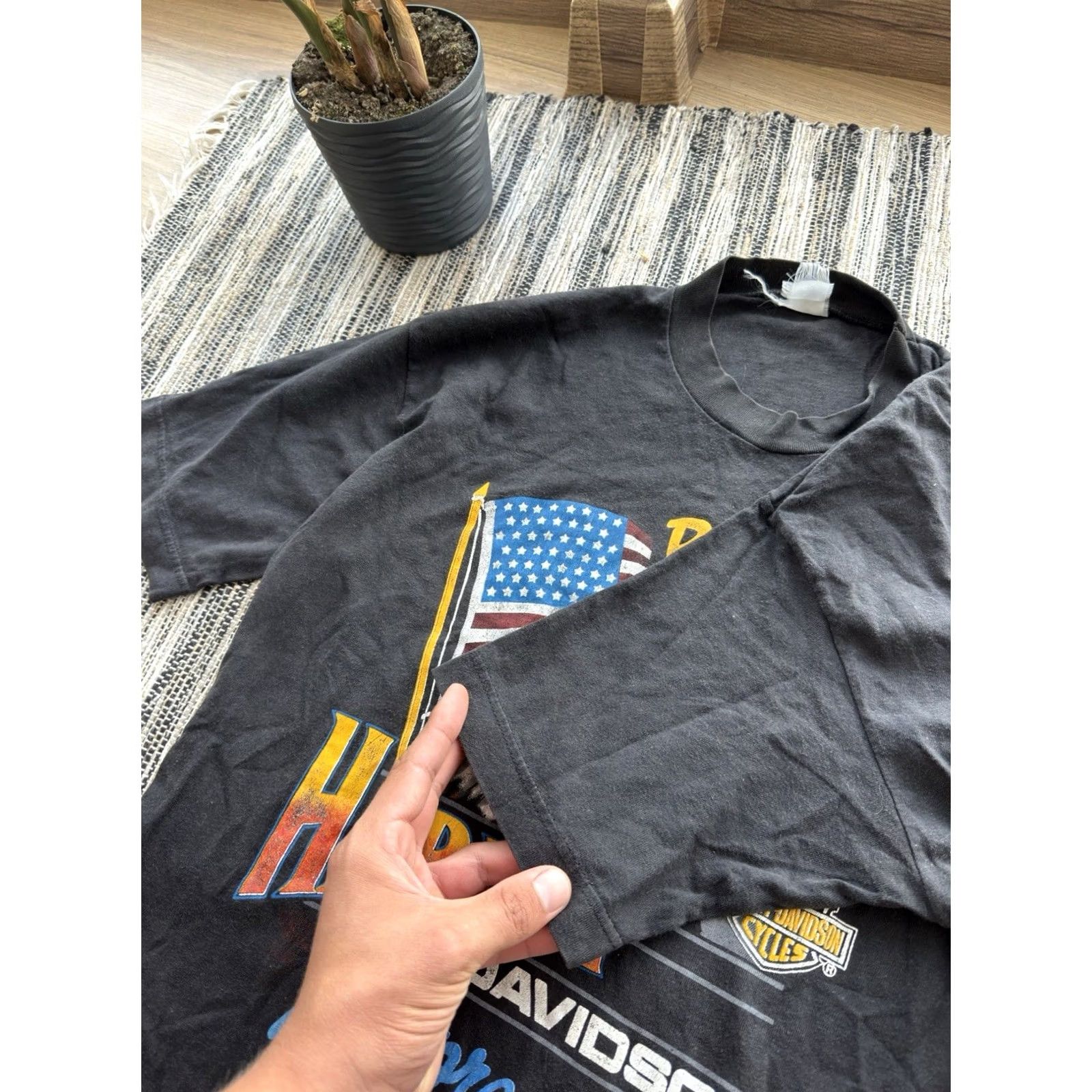 Harley Davidson VINTAGE Harley-Davidson Born in the USA T Shirt M Black | USA, 80s, Motorcycle, Classic, NY, Merch, Logo Mens Size US M / EU 48-50 / 2 - 6 Thumbnail