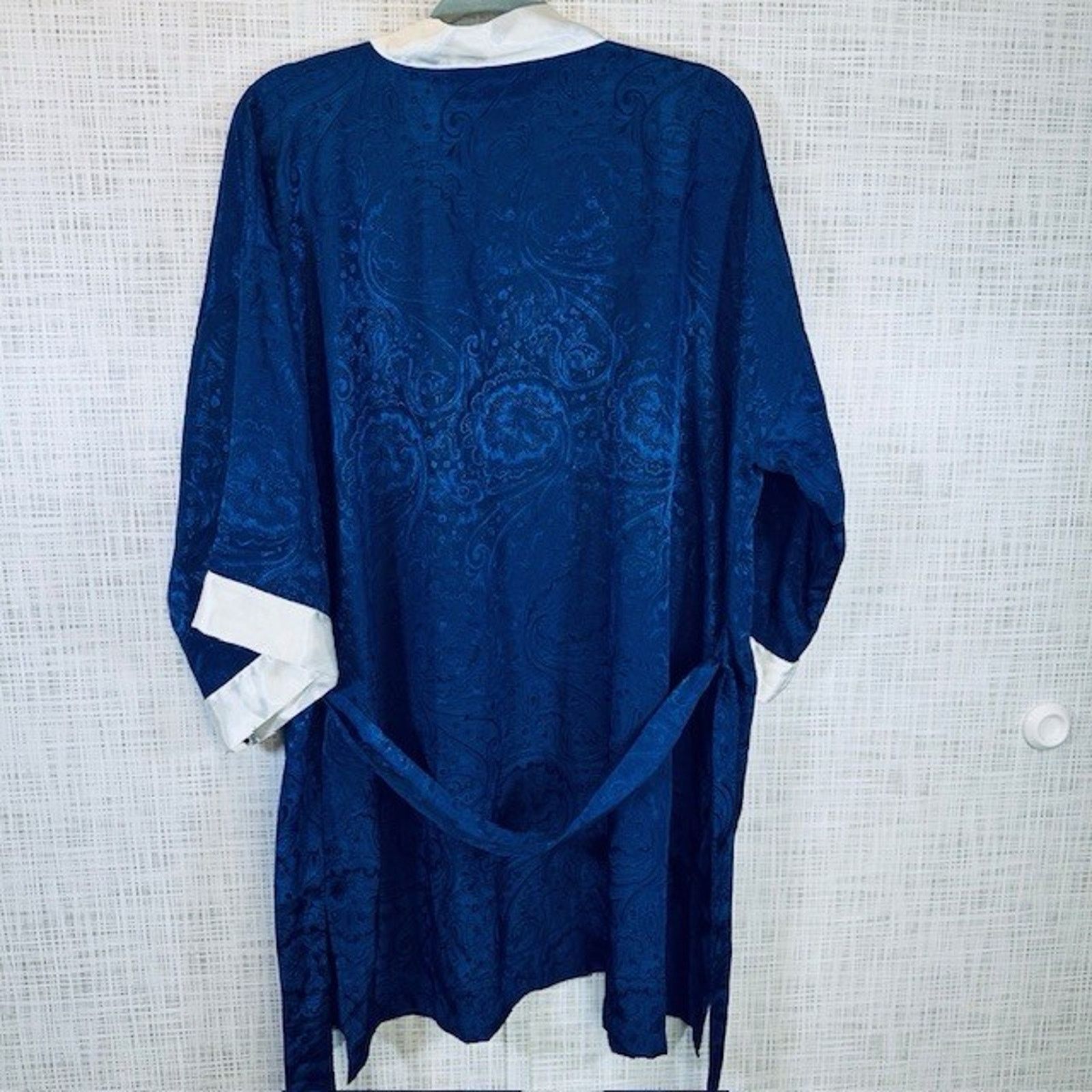 Other Sedu Robe w/Belt OSFM, Short Navy/White Polyester Vintage Size ONE SIZE - 9 Thumbnail
