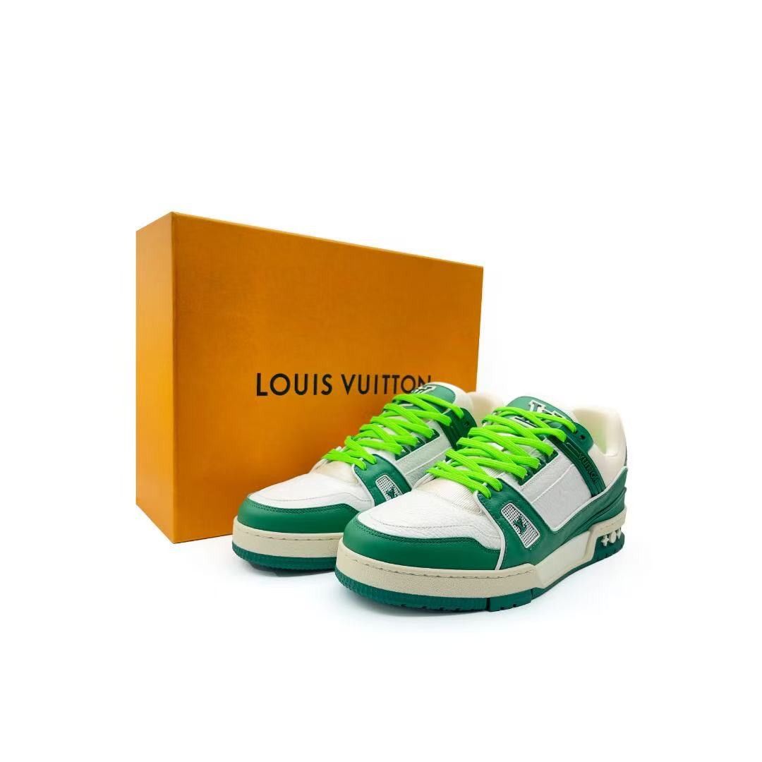 Louis Vuitton Louis Vuitton Green & White Leather Trainer Sneakers Size US 9 / IT 39 - 5 Thumbnail