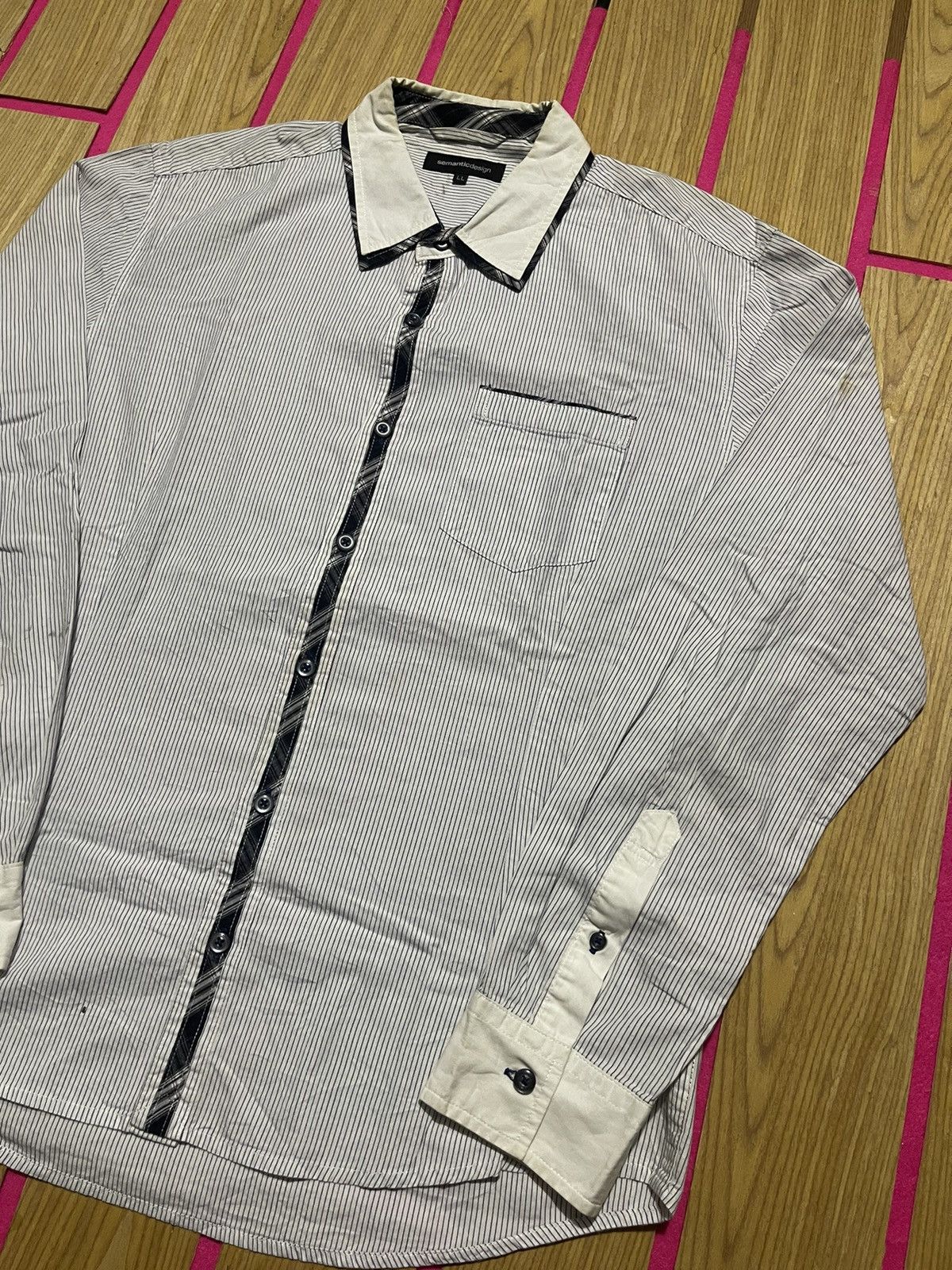 semanticdesign Y2K SEMANTIC DESIGN long sleeve shirt with striped motif Size US L / EU 52-54 / 3 - 2 Thumbnail
