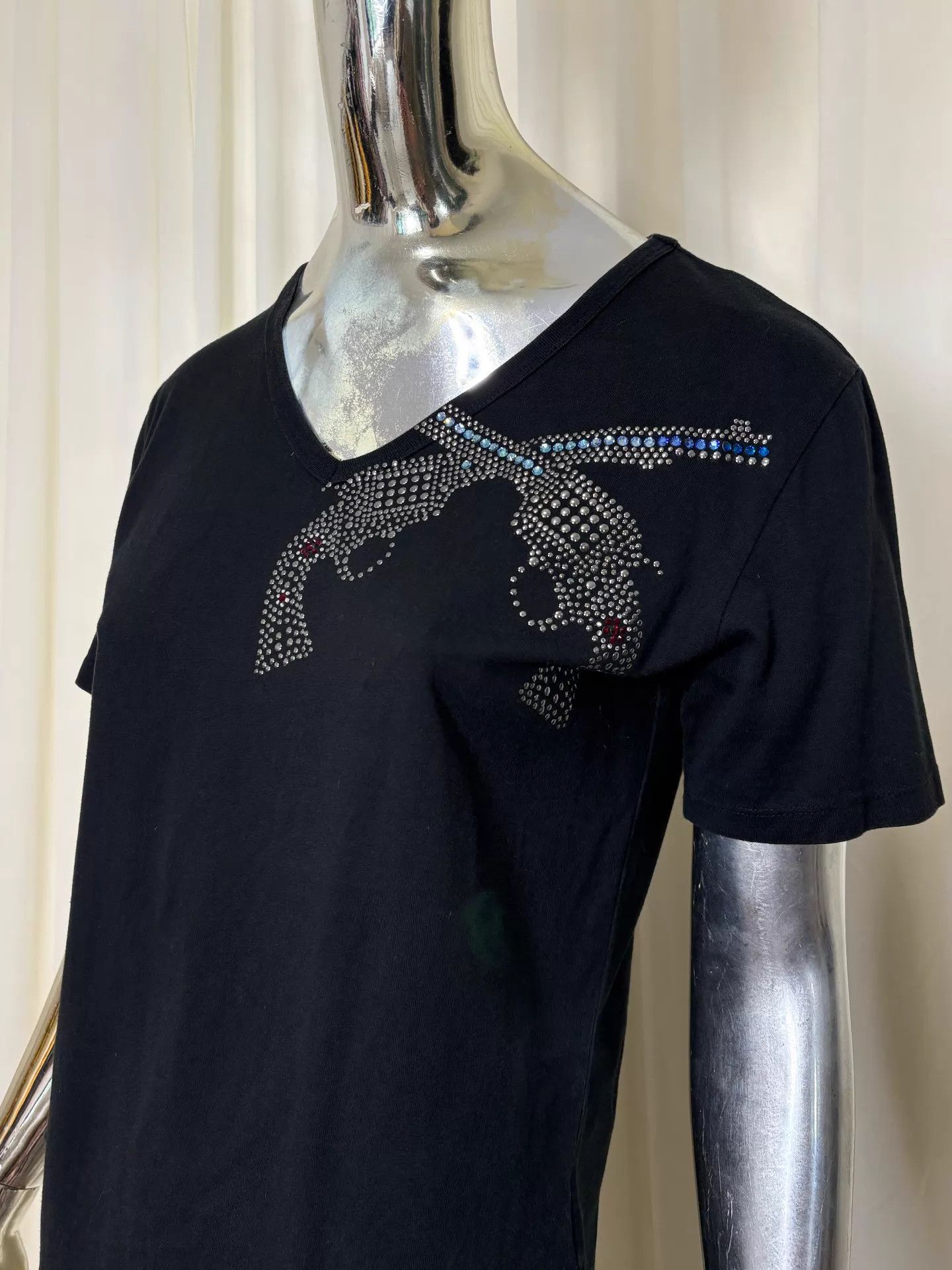 roarguns roarguns vintage double gun Swarovski crystal V-neck tee Size XS / US 0-2 / IT 36-38 - 3 Thumbnail
