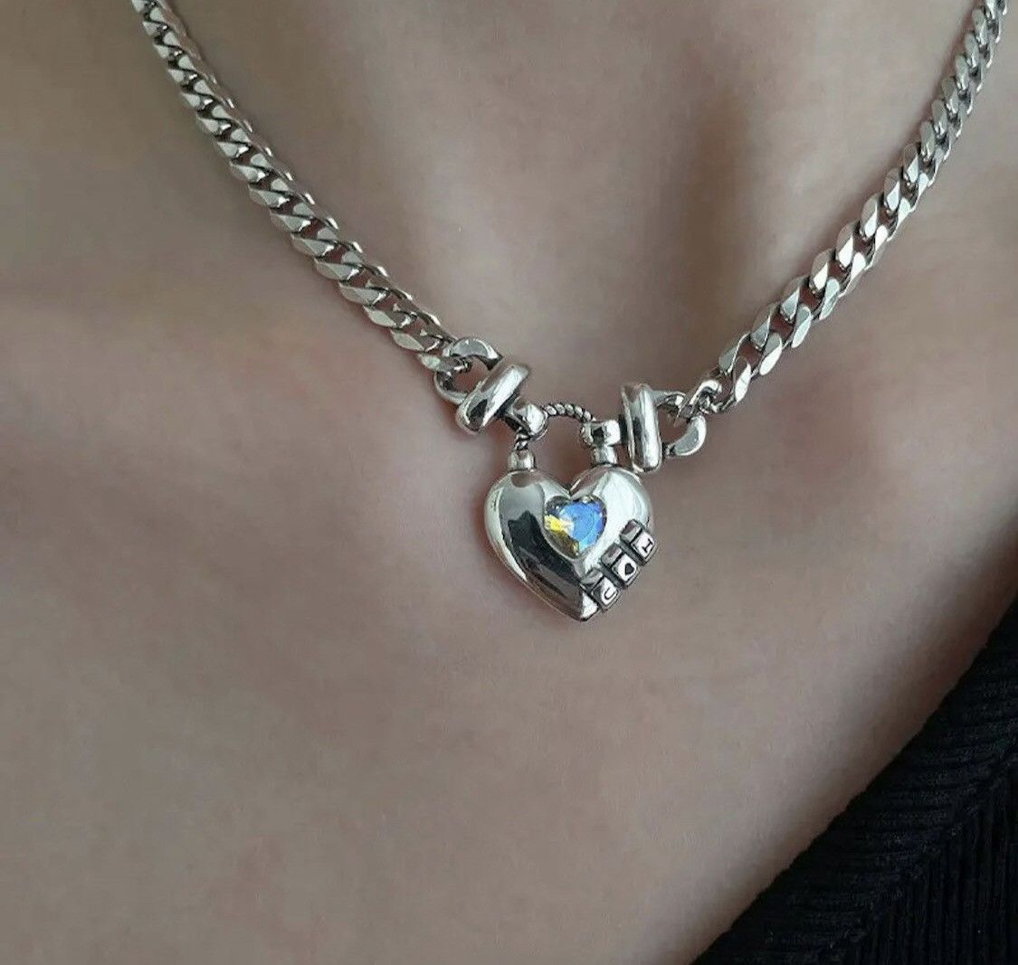 Jewelry Love Heart Zircon Chain Necklace Size ONE SIZE - 1 Thumbnail