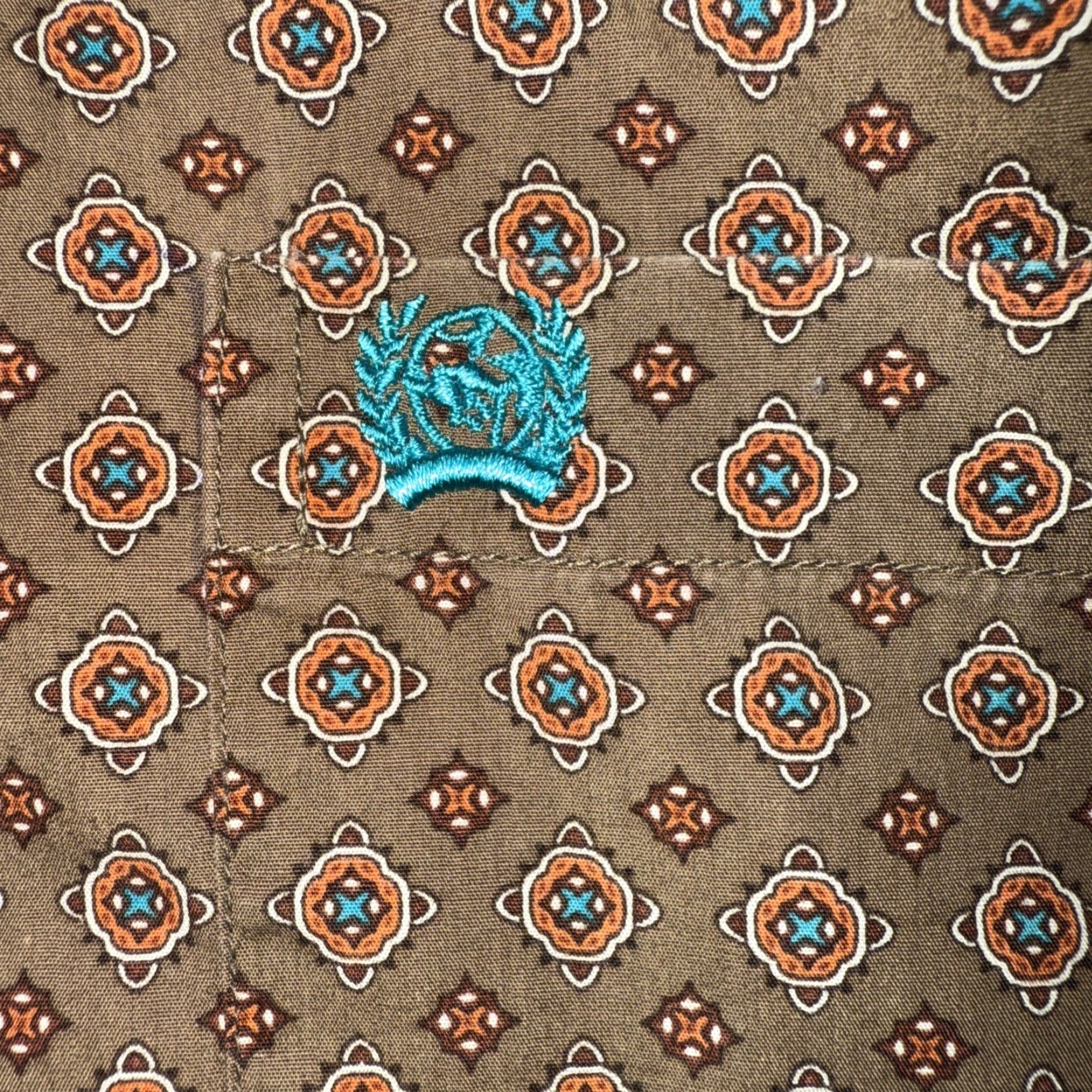 Altea Cinch Men's Medium Western Shirt Button Front Brown Teal Geometric Long Sleeve Shirt Men Size US M / EU 48-50 / 2 - 4 Thumbnail