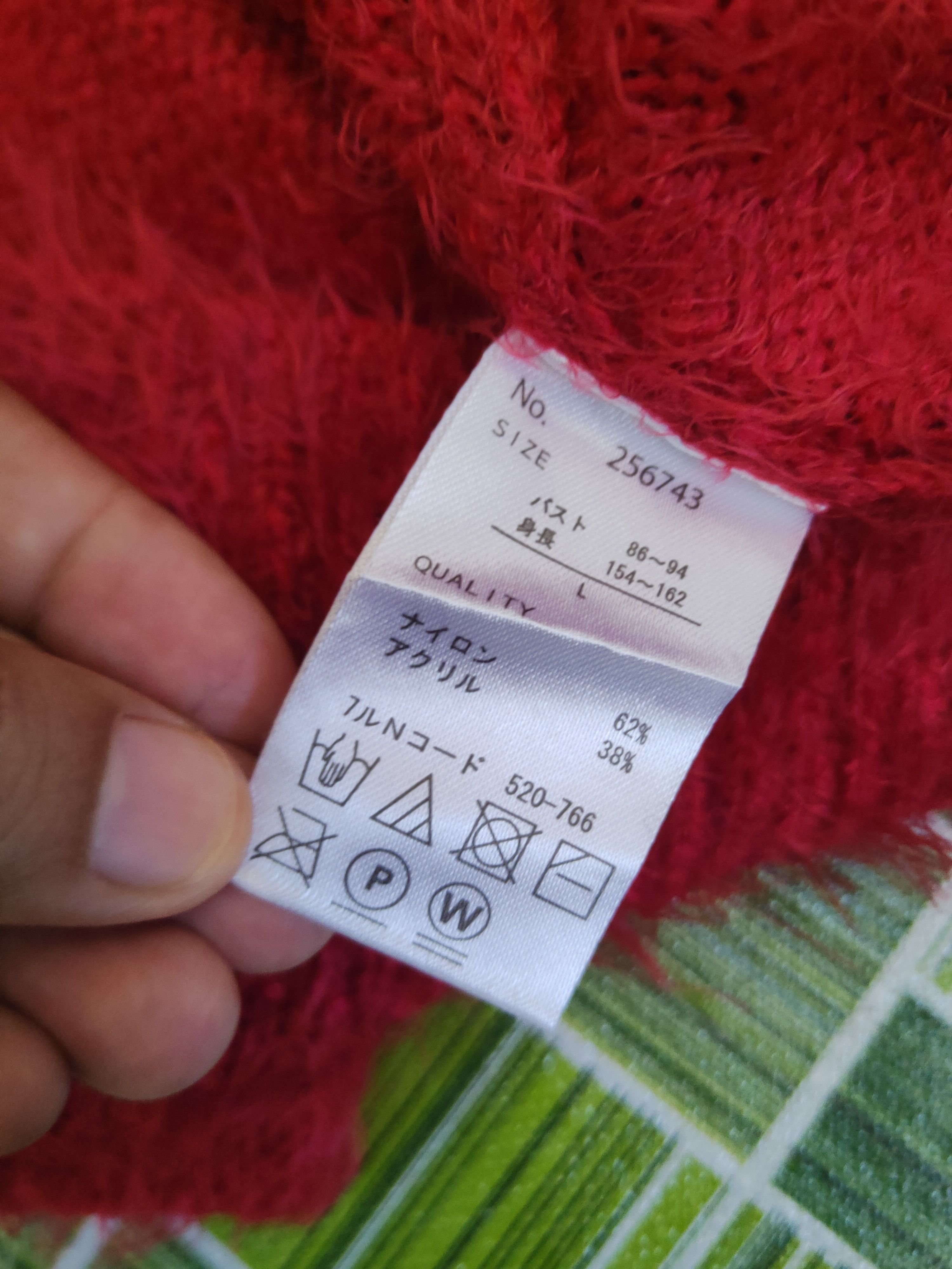 Japanese Brand DL Blue Strive Red Fur Mohair Knitwear #46-439 Size L / US 10 / IT 46 - 11 Thumbnail