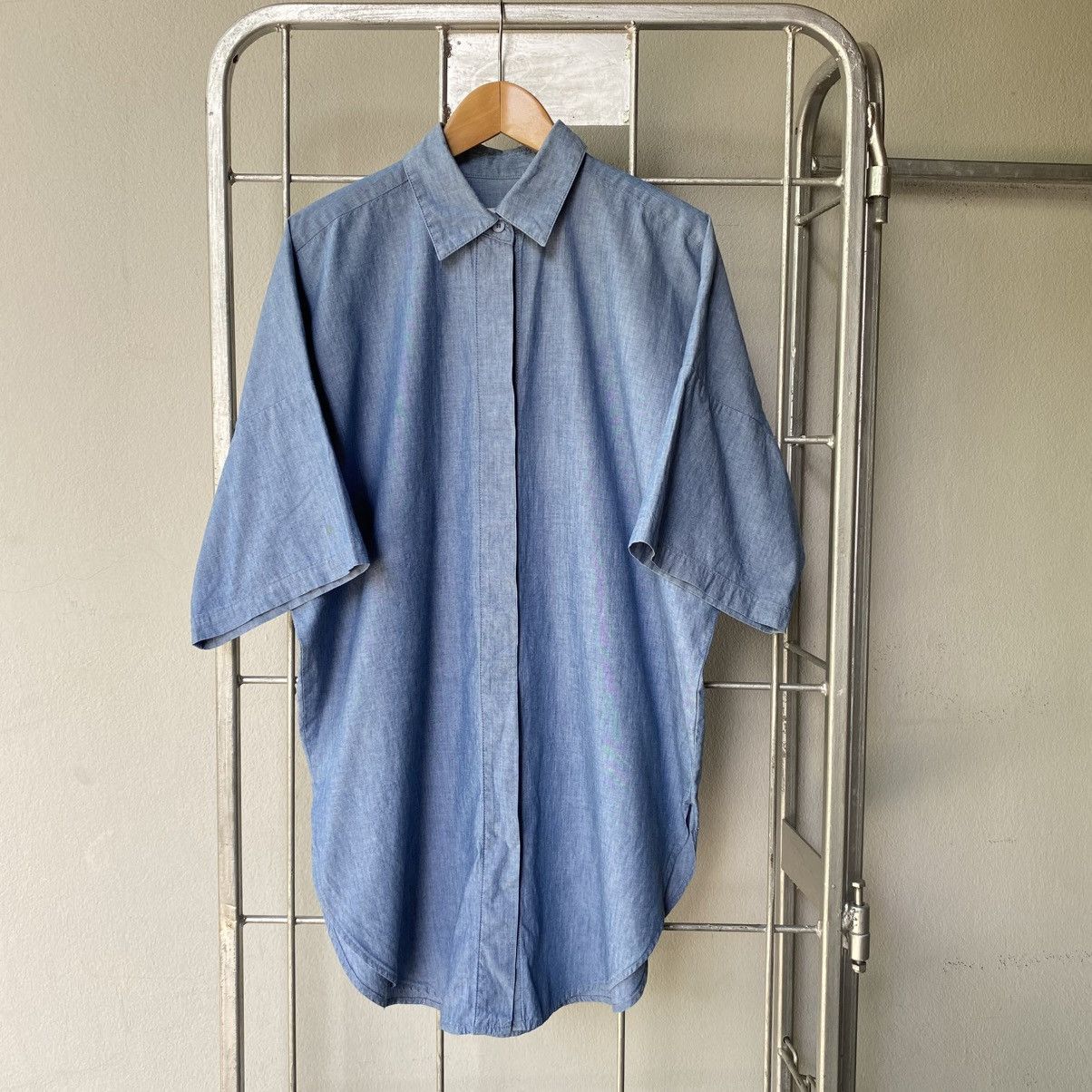 Norma Kamali NORMA KAMALI Light Blue Oversized Shirt Size XL / US 12-14 / IT 48-50 - 1 Thumbnail