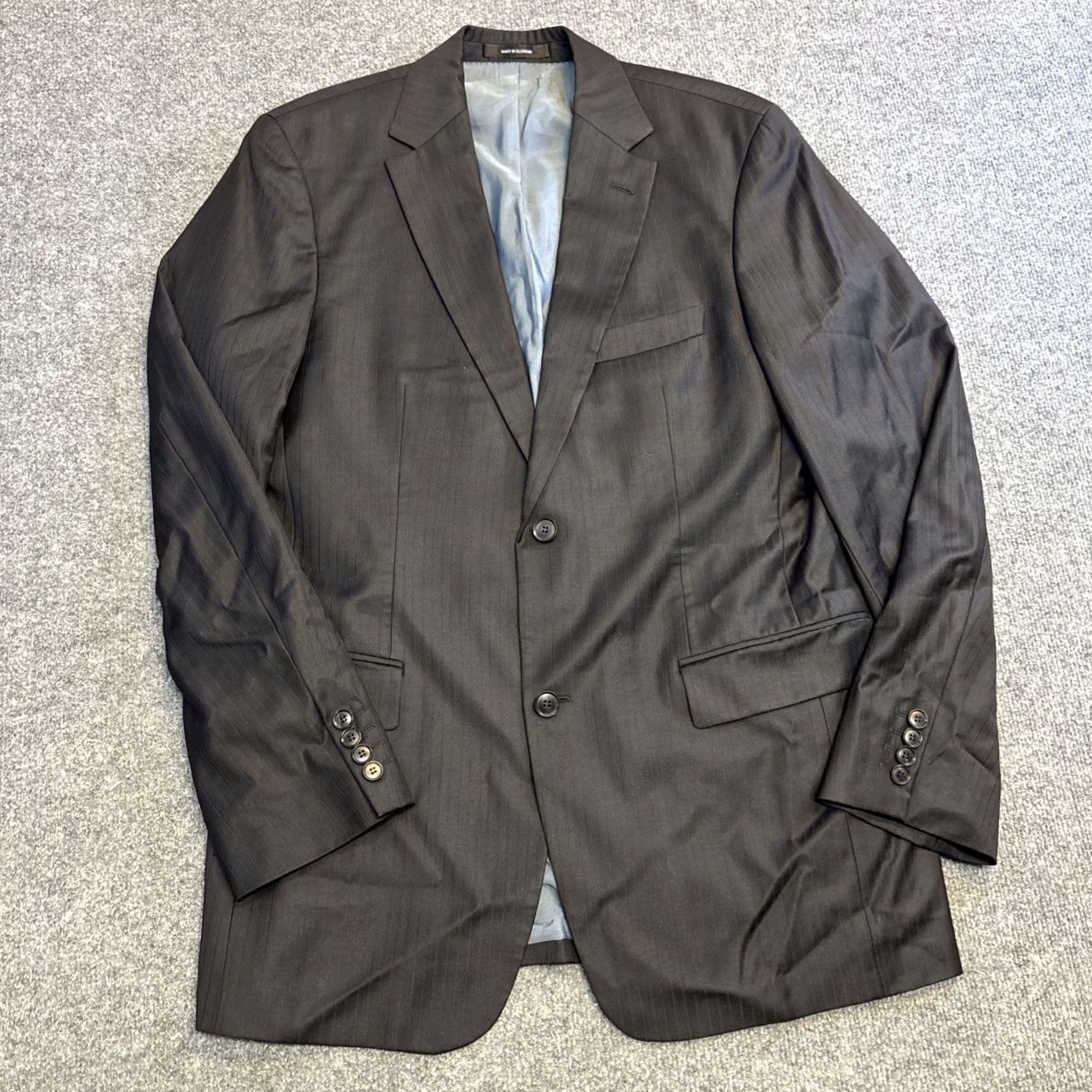 Vintage BOSS Hugo Boss Super 120 Wool Pasolini Movie Suit Set Black Pinstripe 40L 36x32 Size 40R - 2 Thumbnail