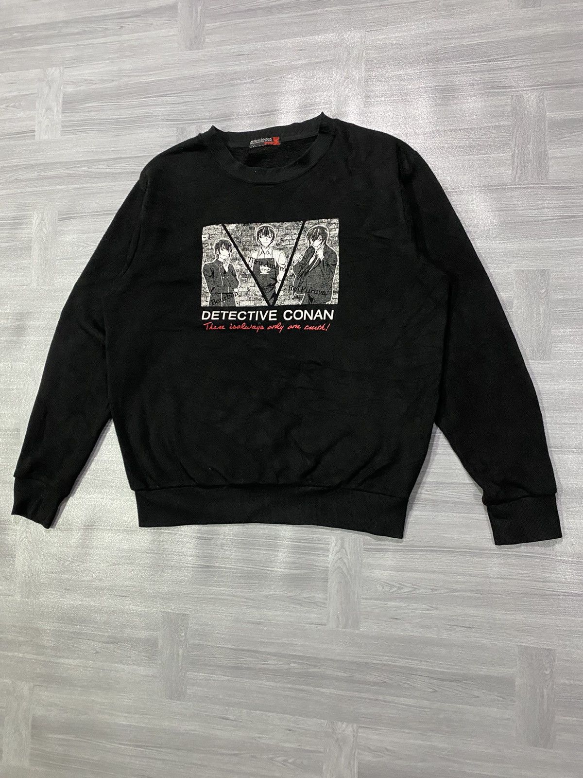 Anime Vintage 90s Detecvite Conan Black Sweatshirt Size US L / EU 52-54 / 3 - 2 Thumbnail