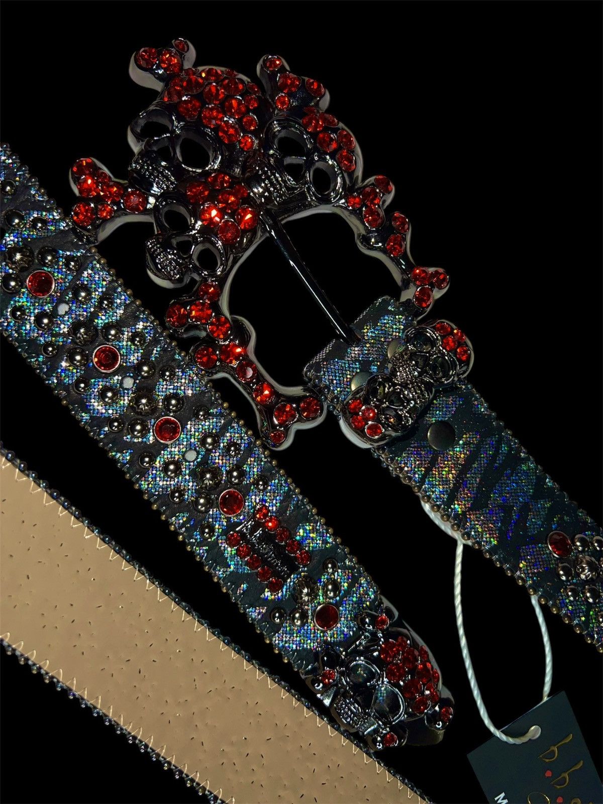 B.B. Simon BB SIMON Black AB Iridescent Snakeskin Belt Size ONE SIZE - 4 Thumbnail