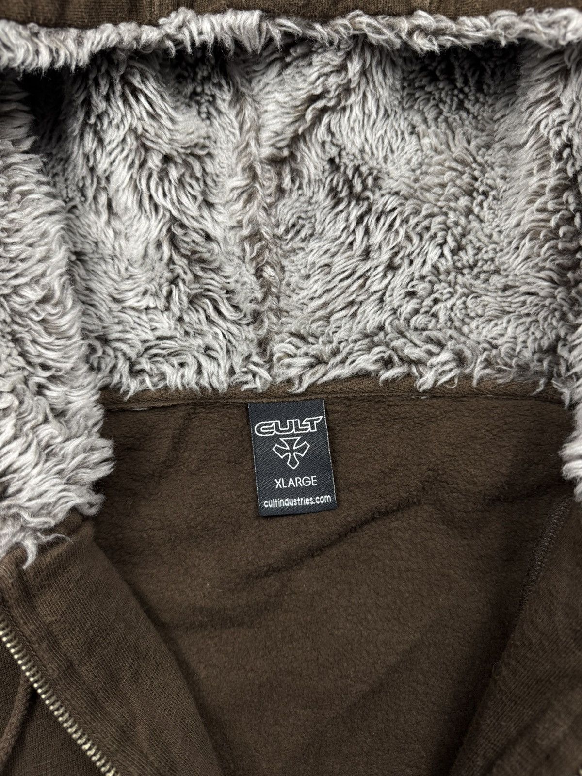 If Six Was Nine LGB Styled Cross Fur Brown Y2K Zip Hoodie