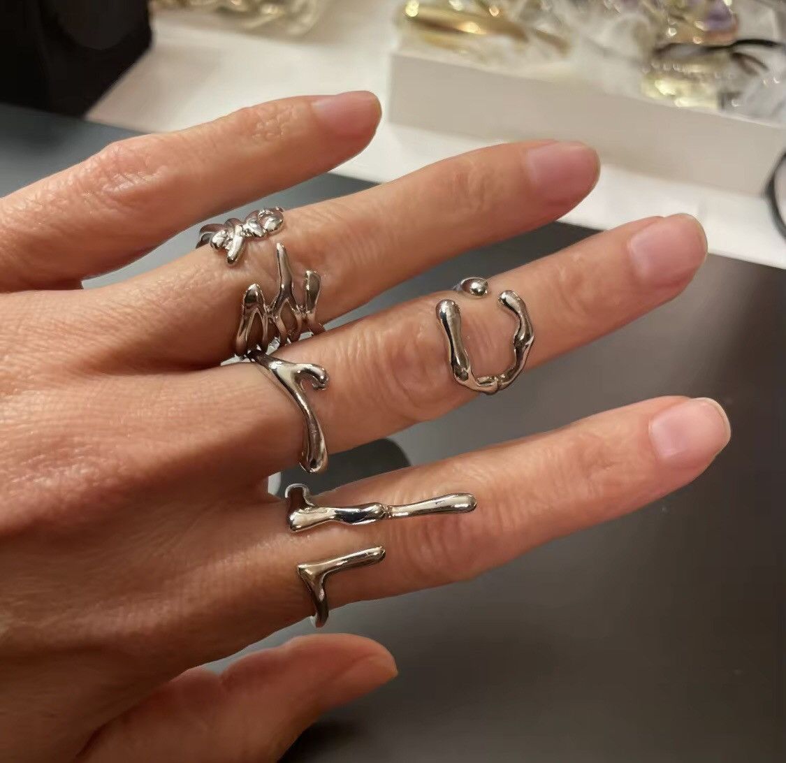 Other 4pc Set Vintage Elegant Irregular Hollow Rings Size ONE SIZE - 4 Thumbnail