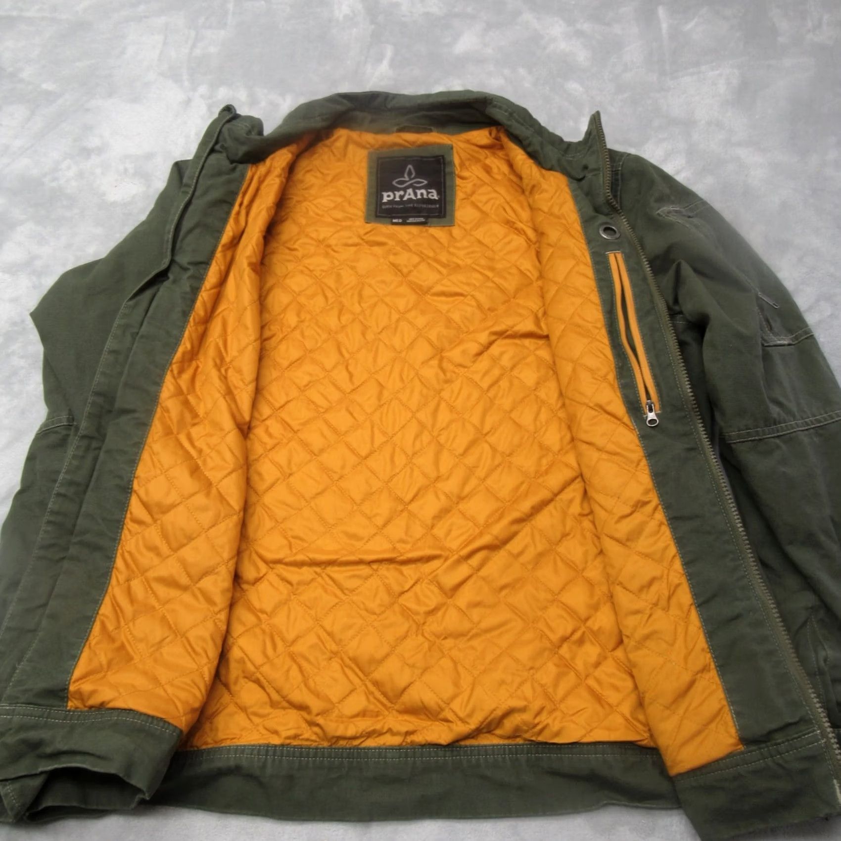 Prana prAna Jacket Womens Medium Green Canvas Pockets Insulated Quilt Lined Full Zip Jacket Size M / US 6-8 / IT 42-44 - 4 Thumbnail