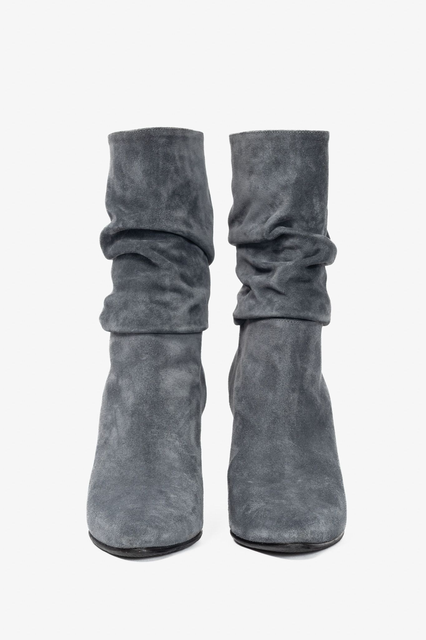 Manolo Blahnik Manolo Blahnik Shushan Grey Suede Slouchy Mid-Calf Boots Size US 4.5 / IT 34.5 - 2 Thumbnail