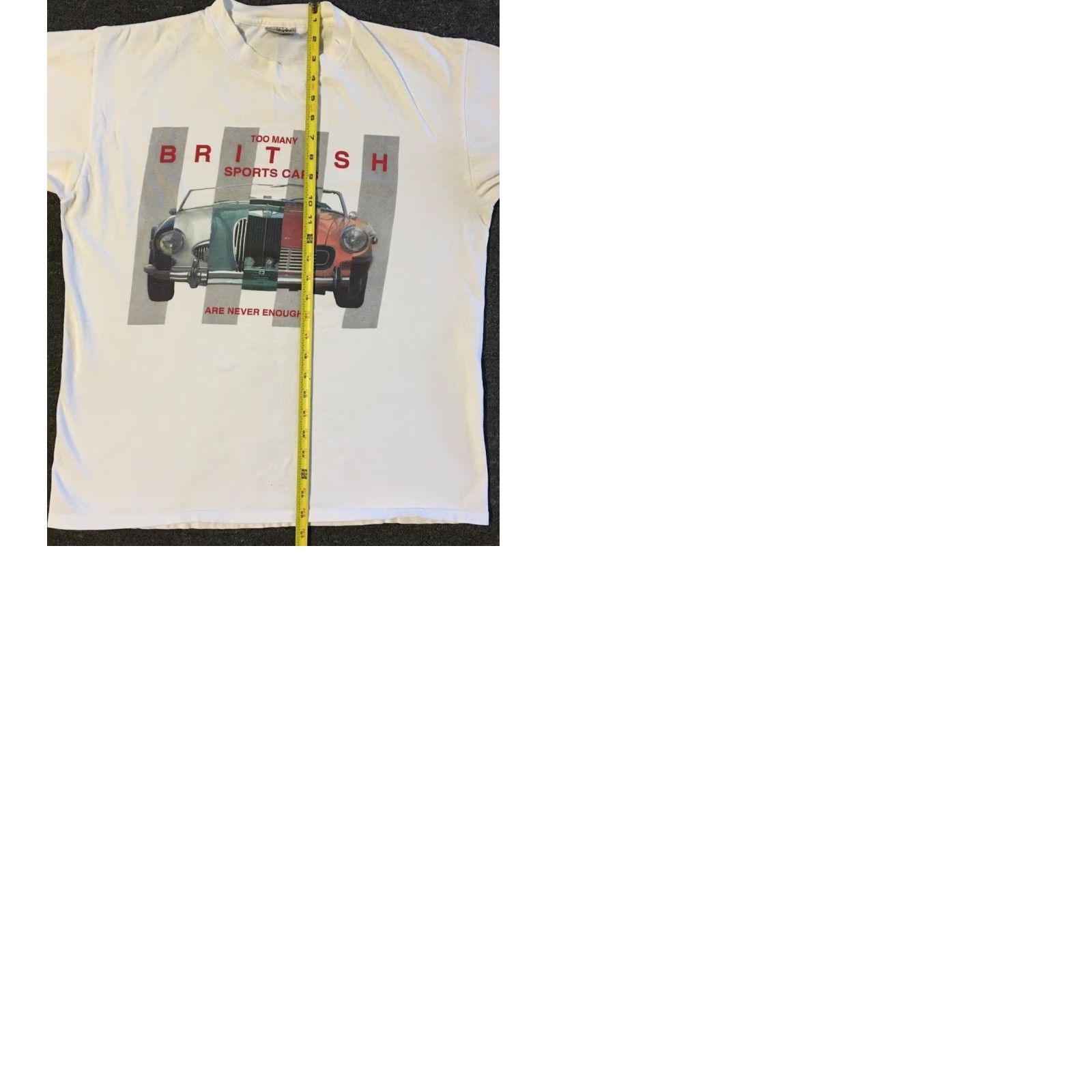 Vintage Vtg 90s Never Enough British Sports Cars Faded Distress Shirt S White Men's T-Shirt Vintage 90s Grunge Cars Racing Styles Size US S / EU 44-46 / 1 - 11 Thumbnail