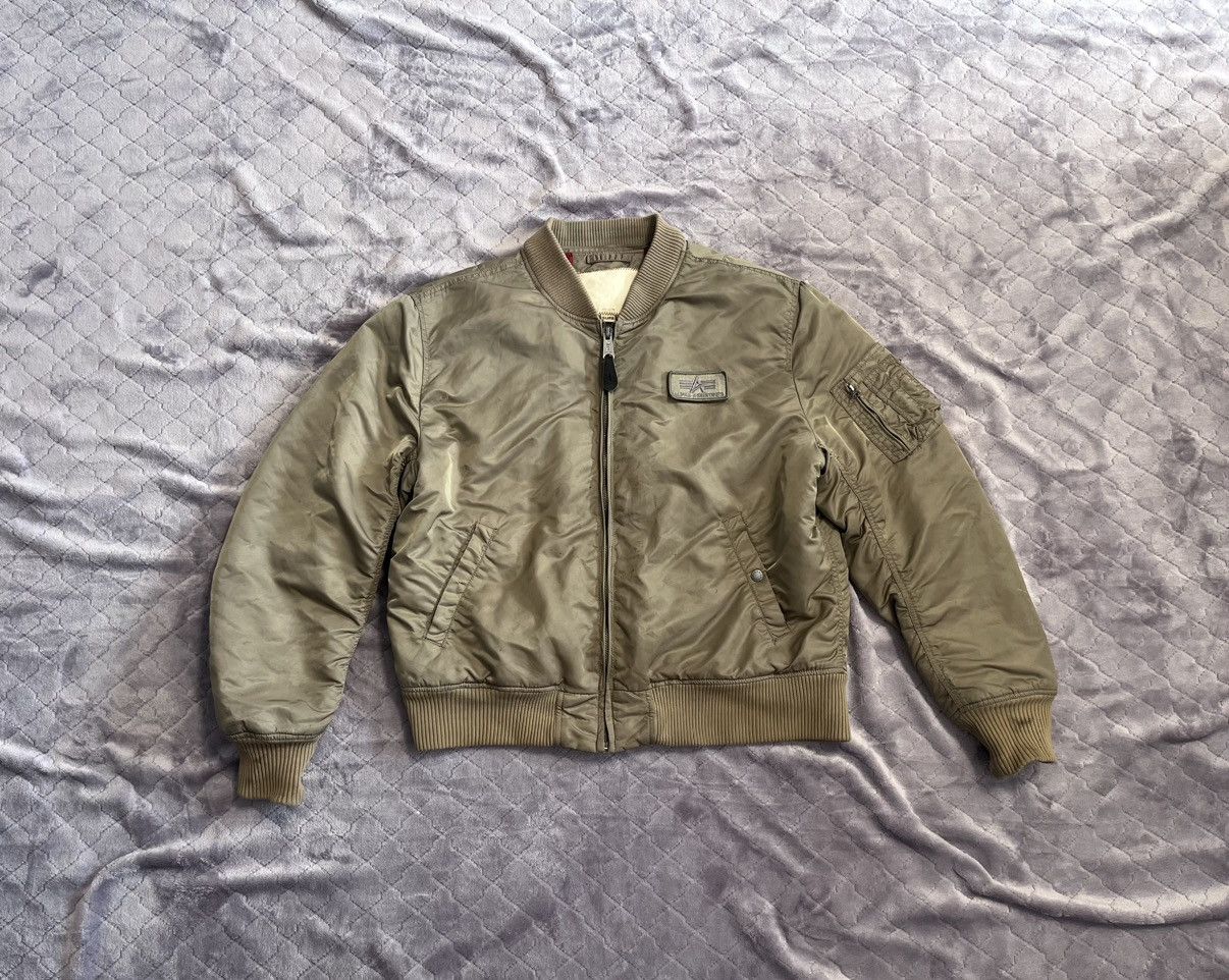 image of Vintage Alpha Industries Ma-1 Bomber in Beige, Men's (Size 2XL)