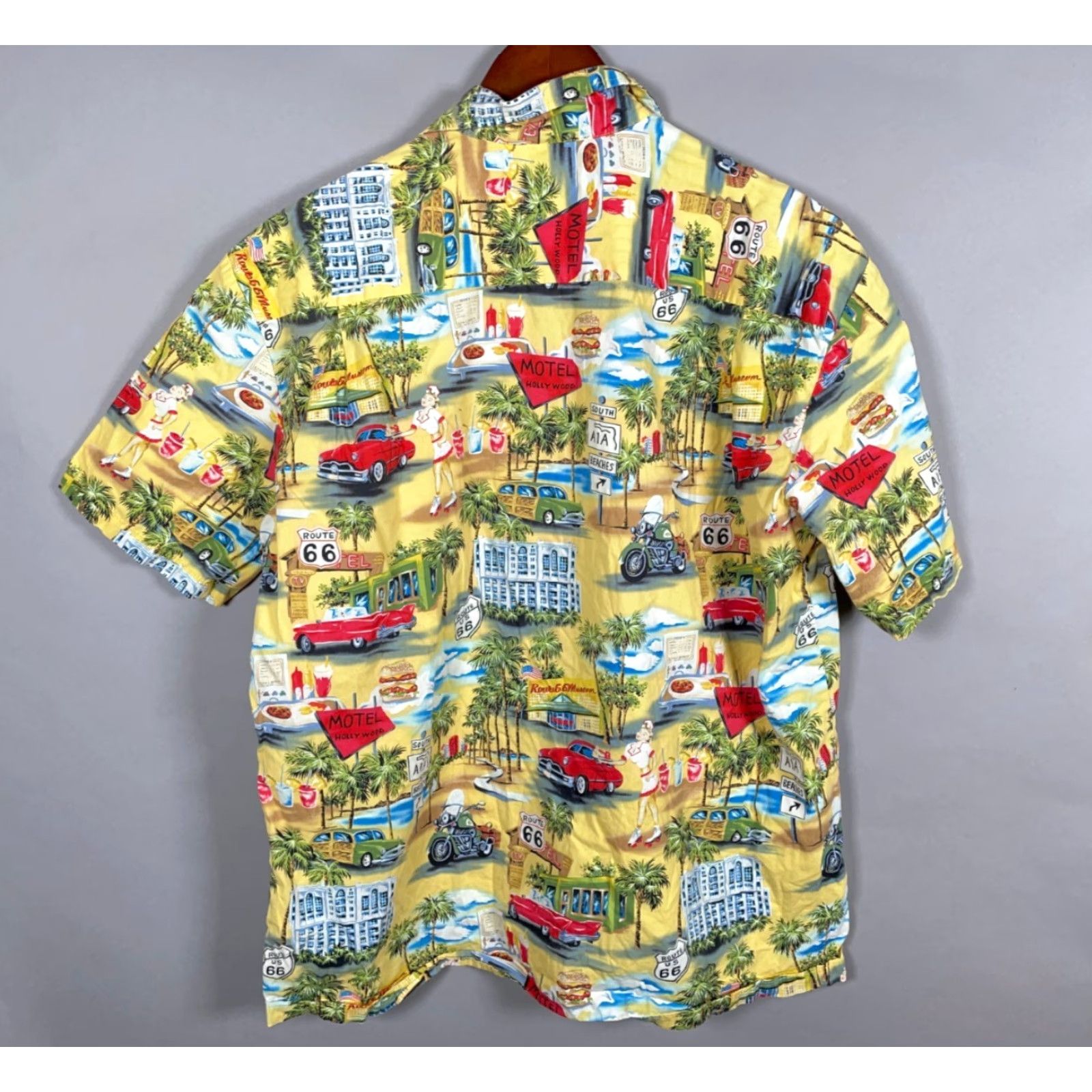Vintage Vintage Hawaiian Shirt Aloha Republic Adult XL Camp Collar 1980s Map Route 66 Yellow Cotton Men Size US XL / EU 56 / 4 - 2 Thumbnail