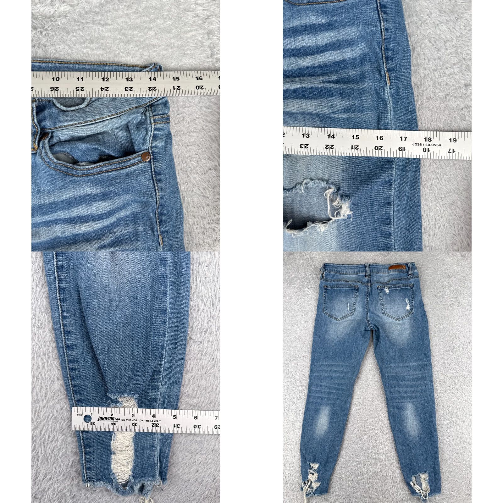 Vintage Dollhouse Jeans Juniors 9 Denim Blue Skinny Tapered Distressed 28x26 Jeans Womens Girls Mens Size 30" / US 8 / IT 44 - 9 Thumbnail
