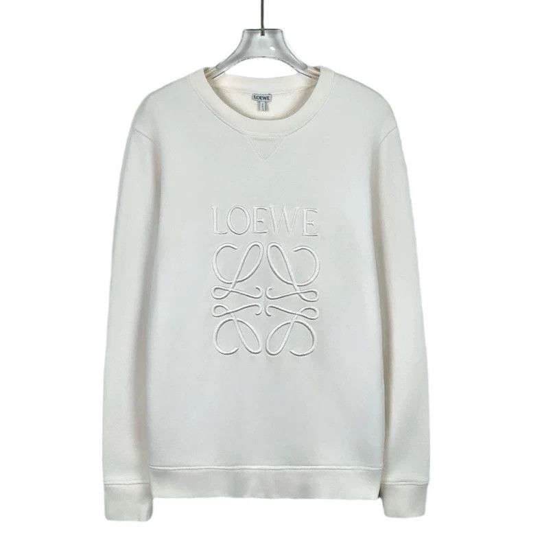 Loewe Loewe White logo embroidered cotton round neck long sleeve Size M / US 6-8 / IT 42-44 - 1 Thumbnail