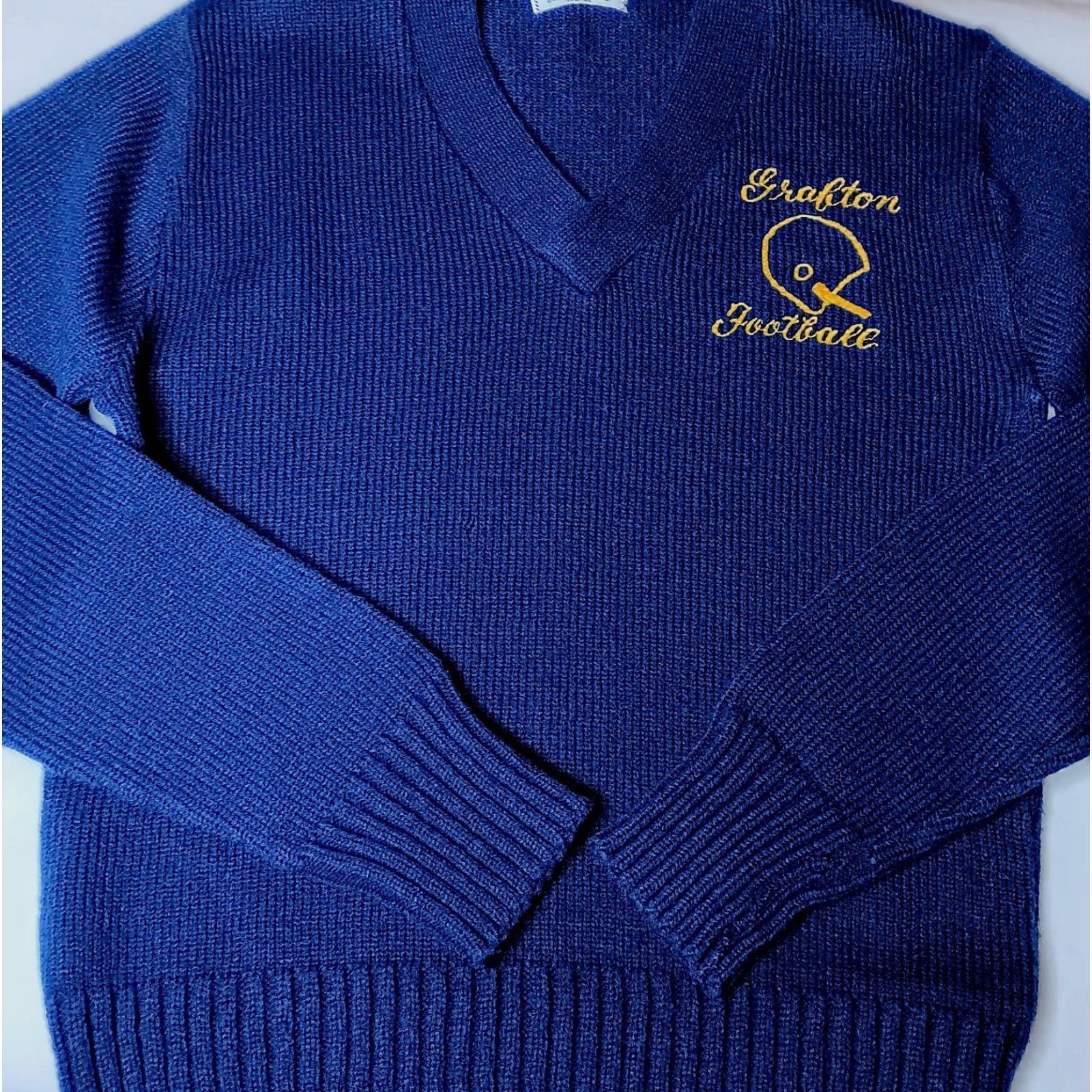 Vintage VINTAGE Bristol Products Sweater Men L Blue Football Embroidered Grafton West Virginia Varsity Size US L / EU 52-54 / 3 - 4 Thumbnail