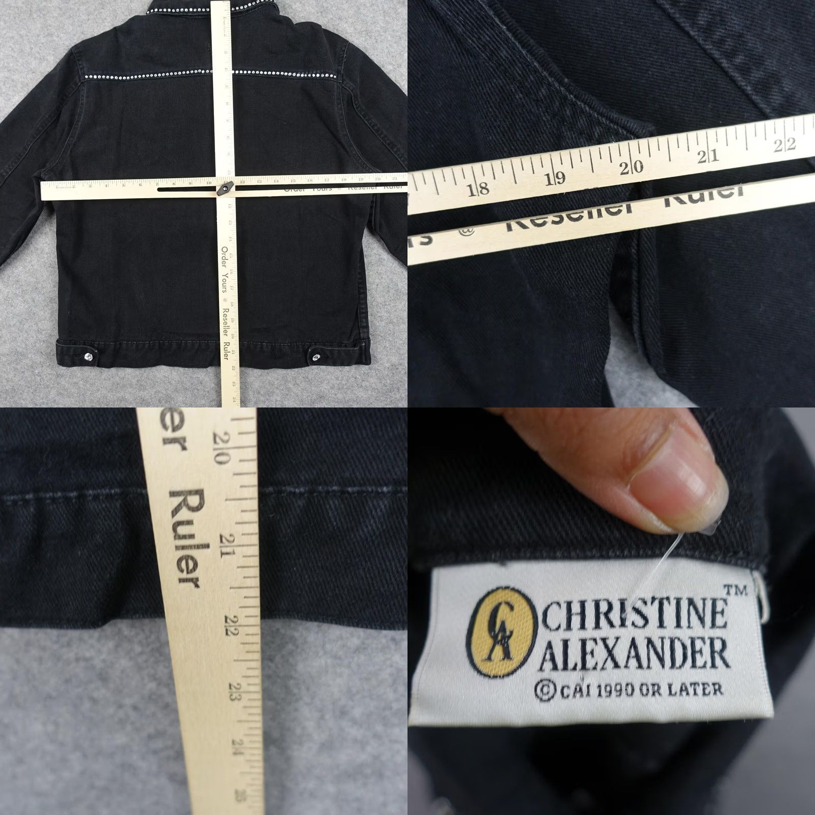 Denime VINTAGE Christine Alexander Womens Small Black Denim Rhinestone Western Jacket Size S / US 4 / IT 40 - 10 Thumbnail