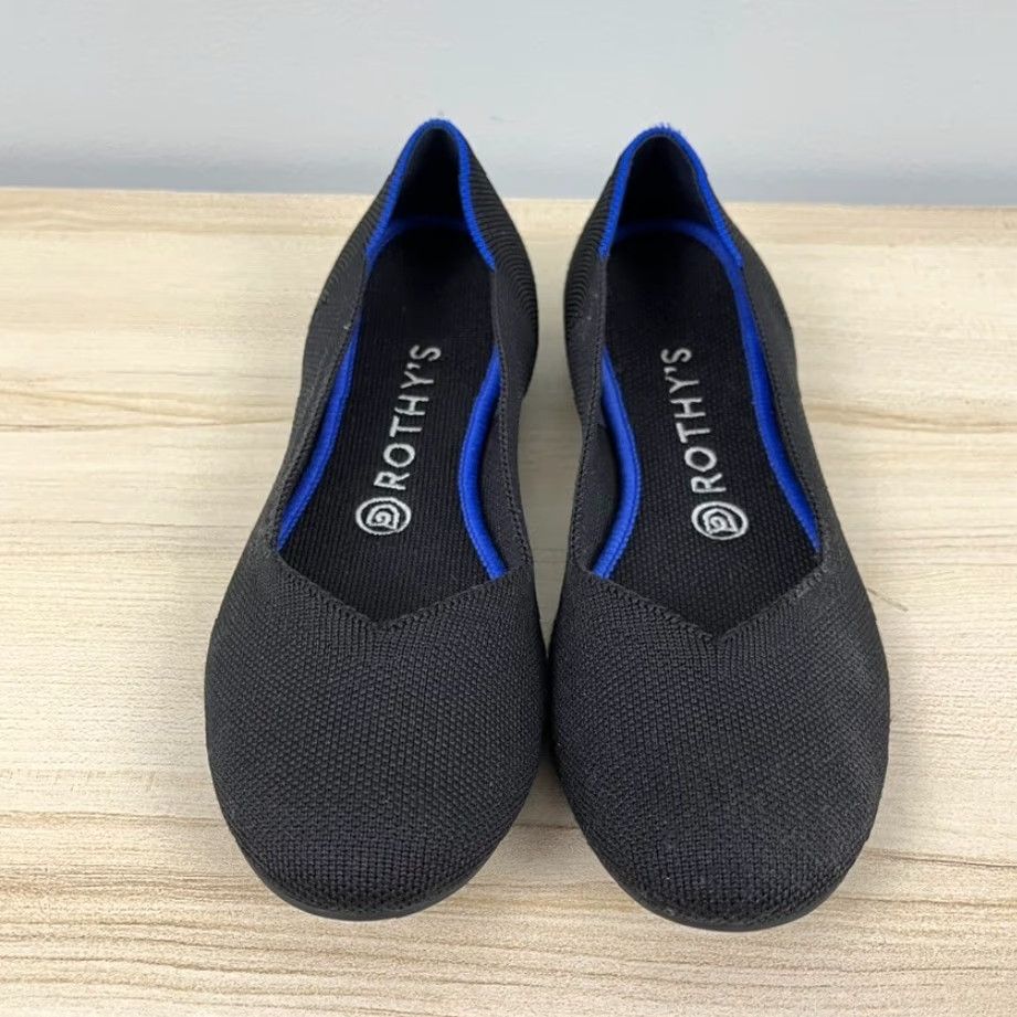 Vintage ROTHY’S Ballet Flat Womens 8 Black Round Toe Slip On Office Business Shoes Size US 8 / IT 38 - 5 Thumbnail