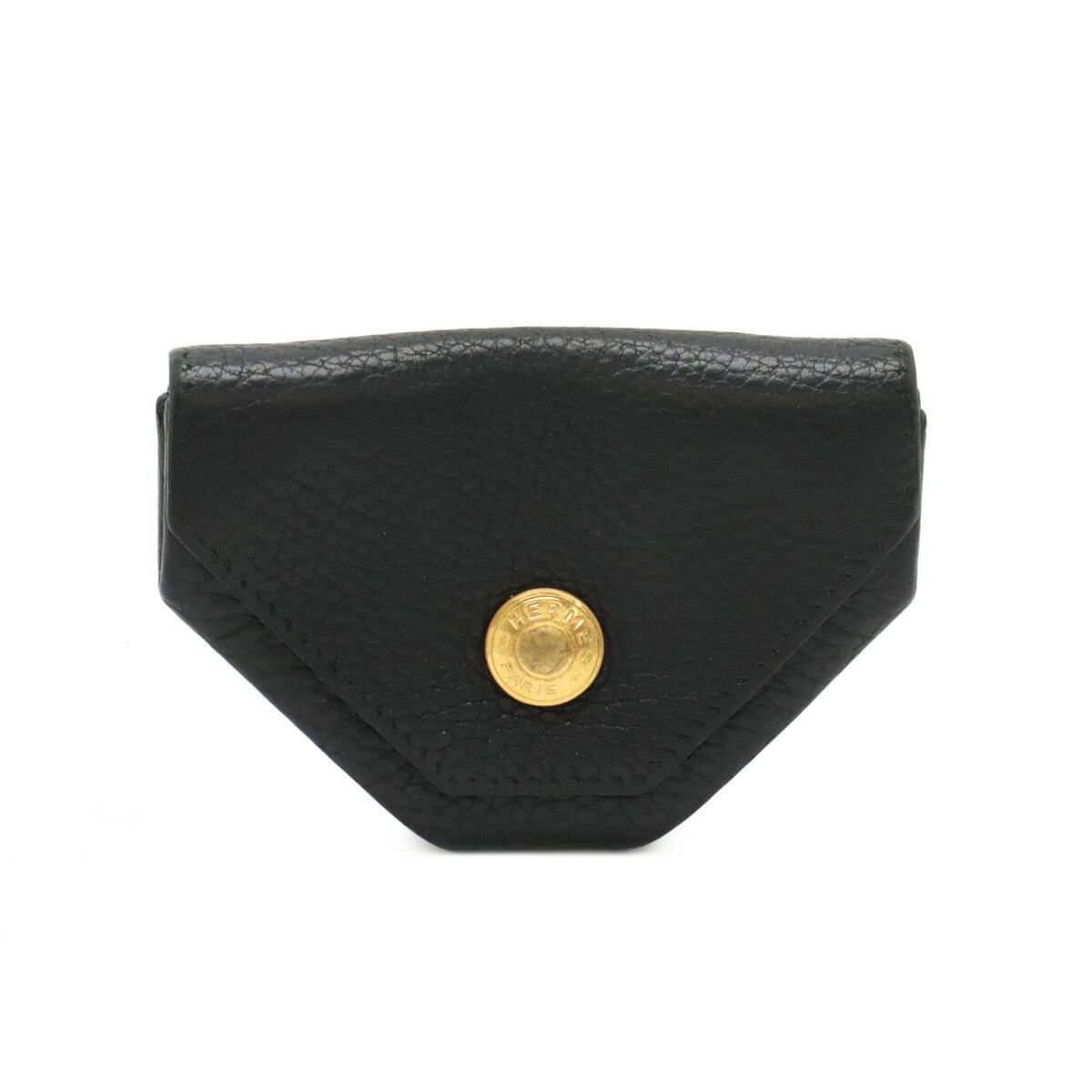 Hermes Hermes Ardennes Le 24 Coin Purse Black Gold Hardware Stamp D (2000) Leather Coin Case, Women's