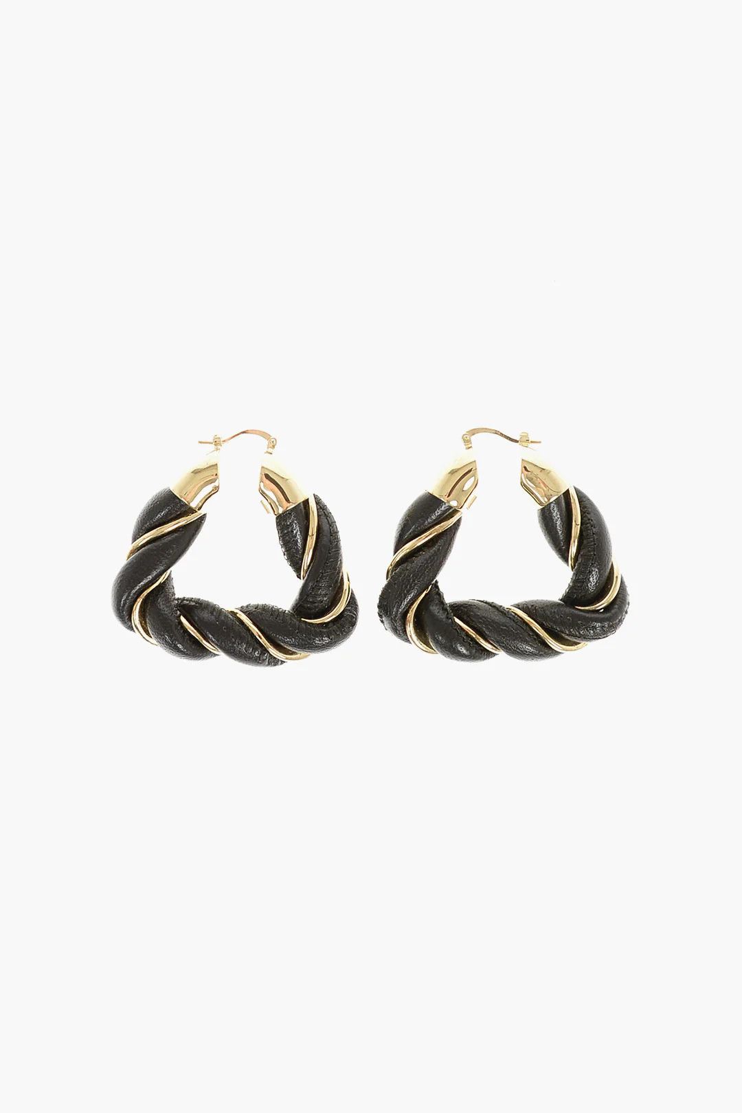 Bottega Veneta og1mm0426 Size: OS / Woven Leather Triangle Earrings Brown Size ONE SIZE - 1 Thumbnail