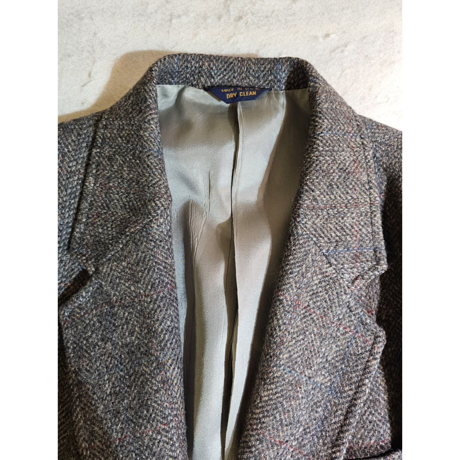 Pendleton VINTAGE Pendleton Blazer Coat Men 44 Long Wool Gray Herringbone Suit Coat Size 44R - 4 Thumbnail