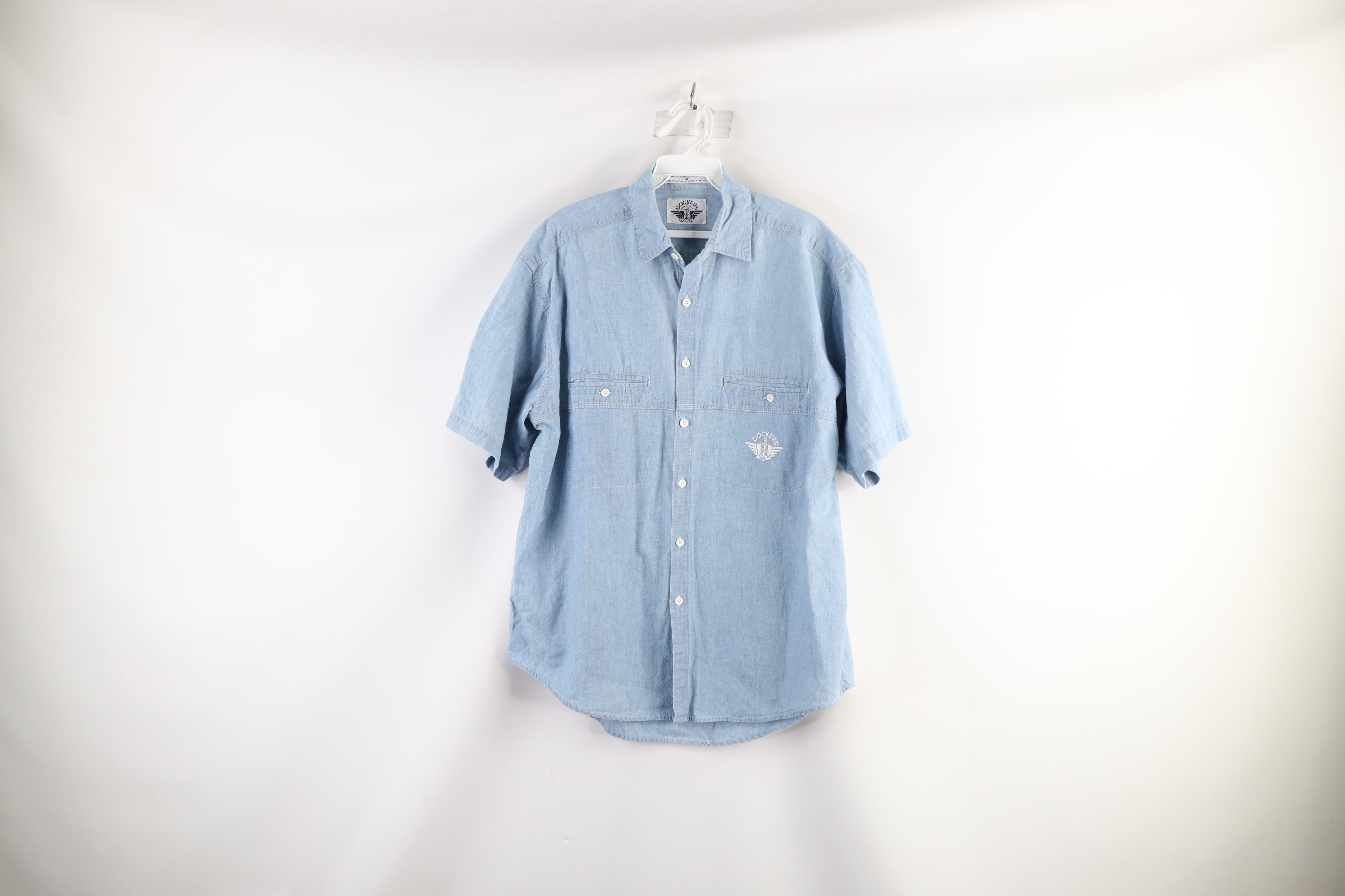 Vintage Vintage 90s Dockers Chambray Short Sleeve Button Shirt Size US M / EU 48-50 / 2 - 1 Preview