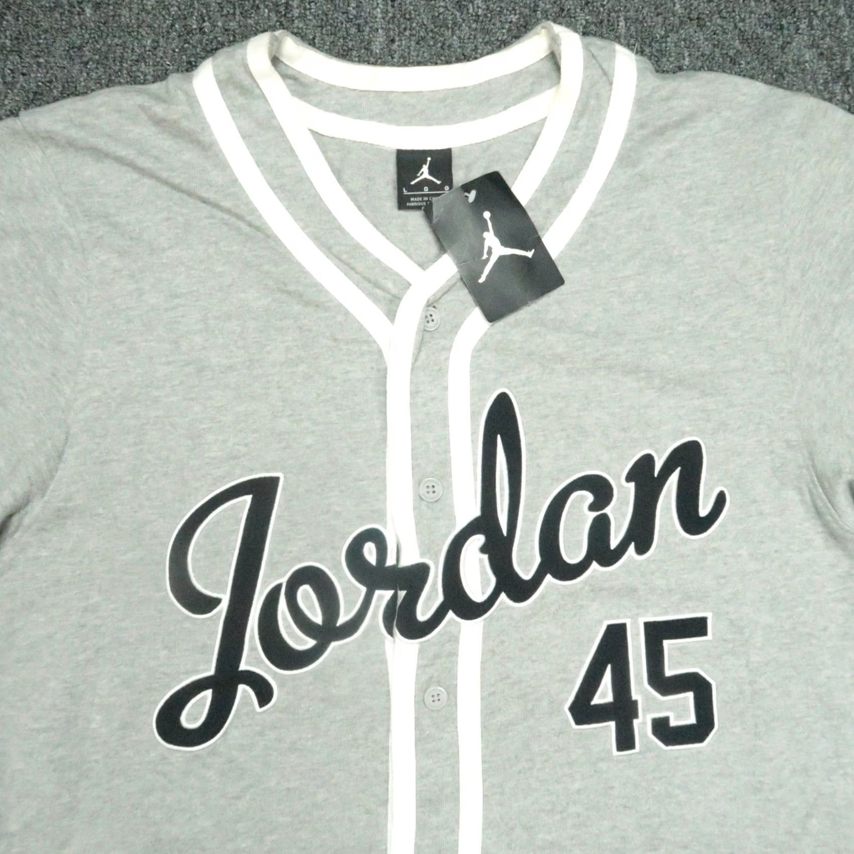 Nike Nike Shirt Mens L Gray Jordan Barons Baseball Jersey Button Front NWT Size US L / EU 52-54 / 3 - 2 Thumbnail