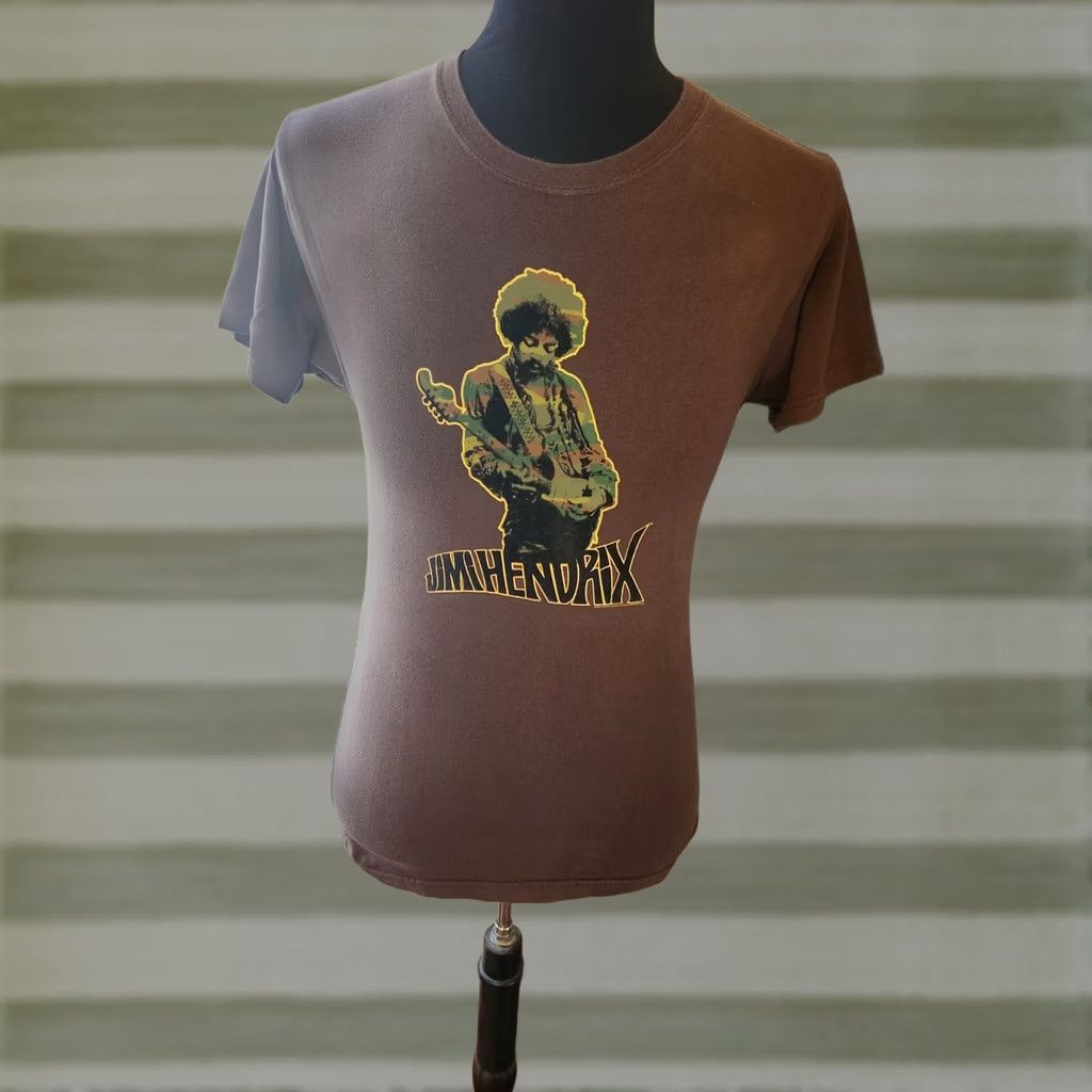 FELT Vintage JIMI HENDRIX Shirt Mens Small Brown Felt Graphic Rock Music Band Tee Y2k Size US S / EU 44-46 / 1 - 1 Thumbnail