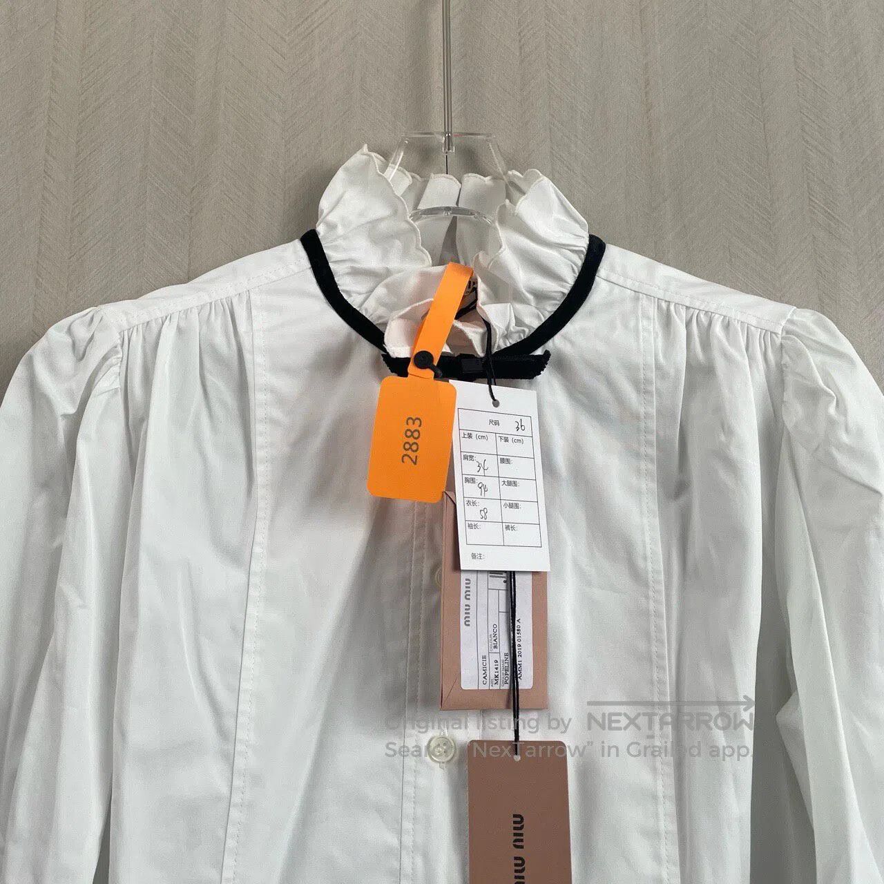 Miu Miu Miu Miu Bow Peter Pan Collar Shirt| Size XS / US 0-2 / IT 36-38 - 2 Thumbnail