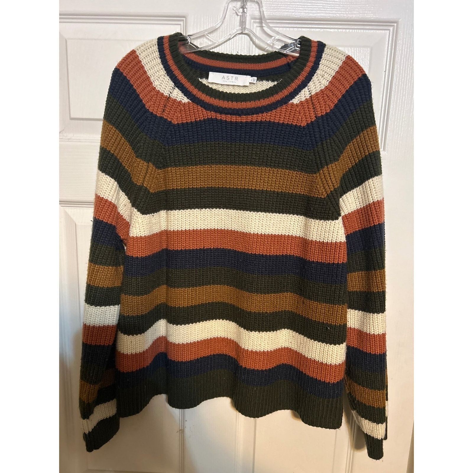 ASTR The Label ASTR The Label Women Striped Ribbed Knit Crew Neck Sweater L Size L / US 10 / IT 46 - 1 Thumbnail
