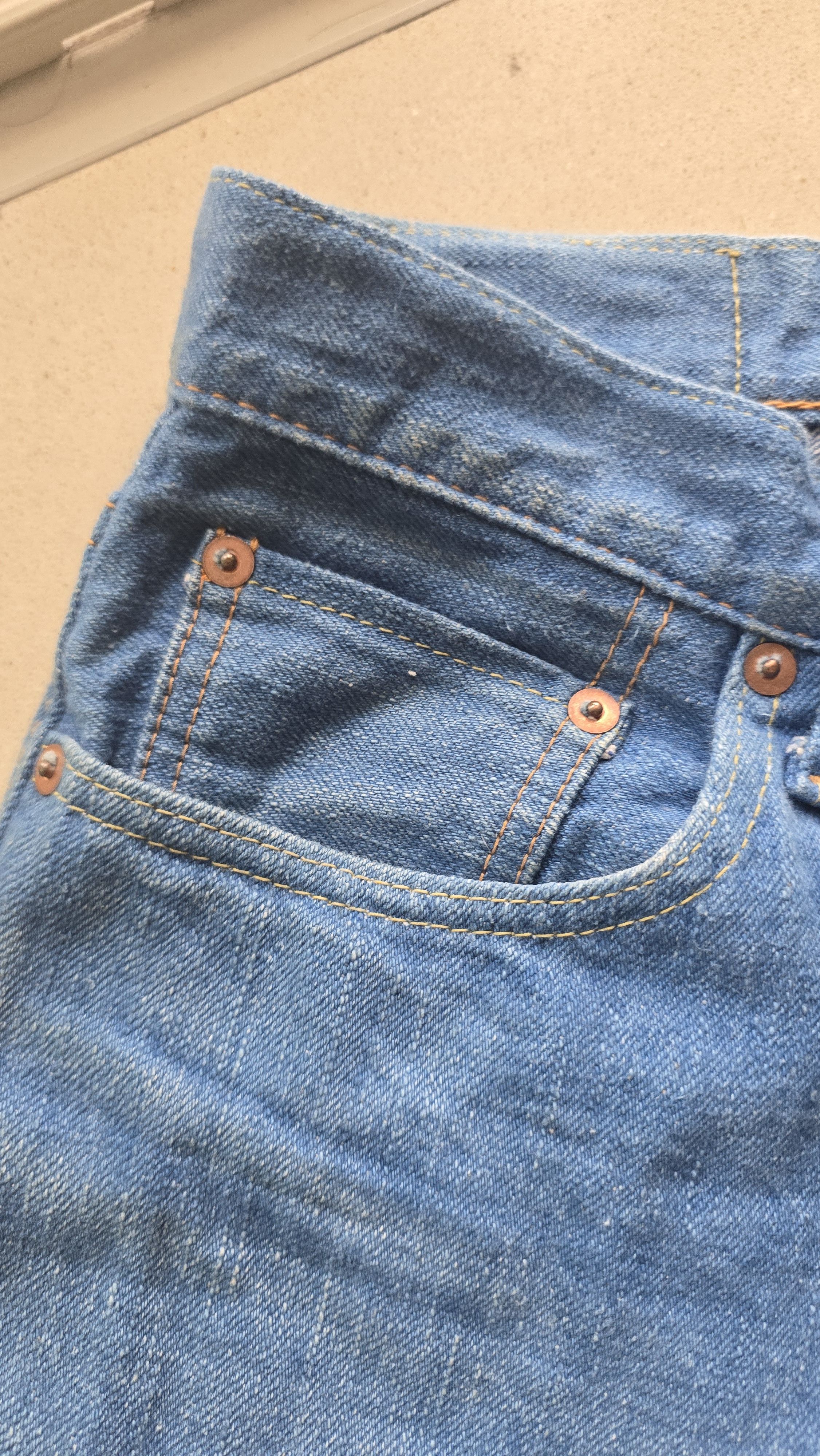Pure Blue Japan 14oz Greencast Slubby Indigo Denim - Relaxed Taper Fit Size US 30 / EU 46 - 10 Thumbnail