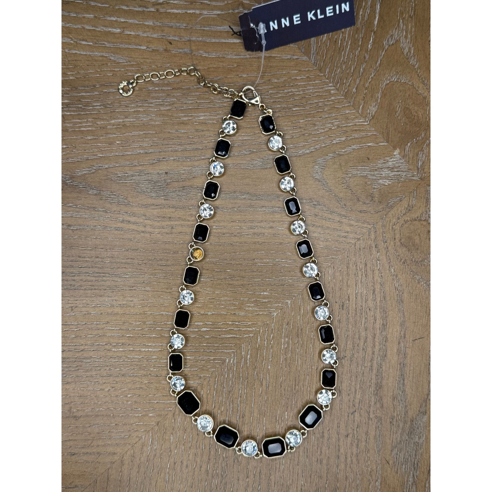 Anne Klein Anne Klein Gold Tone Crystal & Black Stone Station Necklace Size ONE SIZE - 2 Thumbnail
