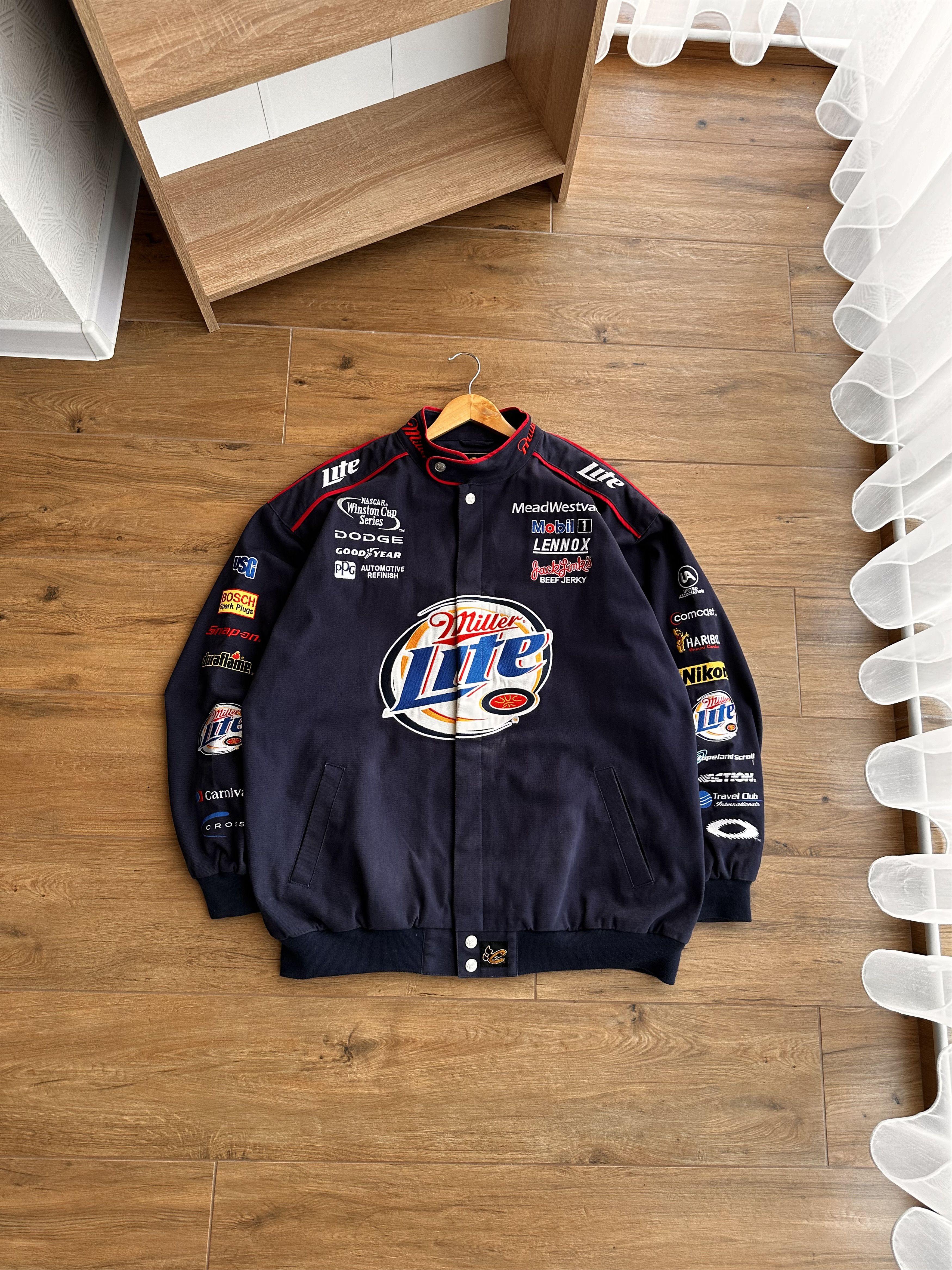 Chase Authentics \"miller Lite\" チェイス Vintage Chase Authentics Miller Lite Navy Embroidered NASCAR