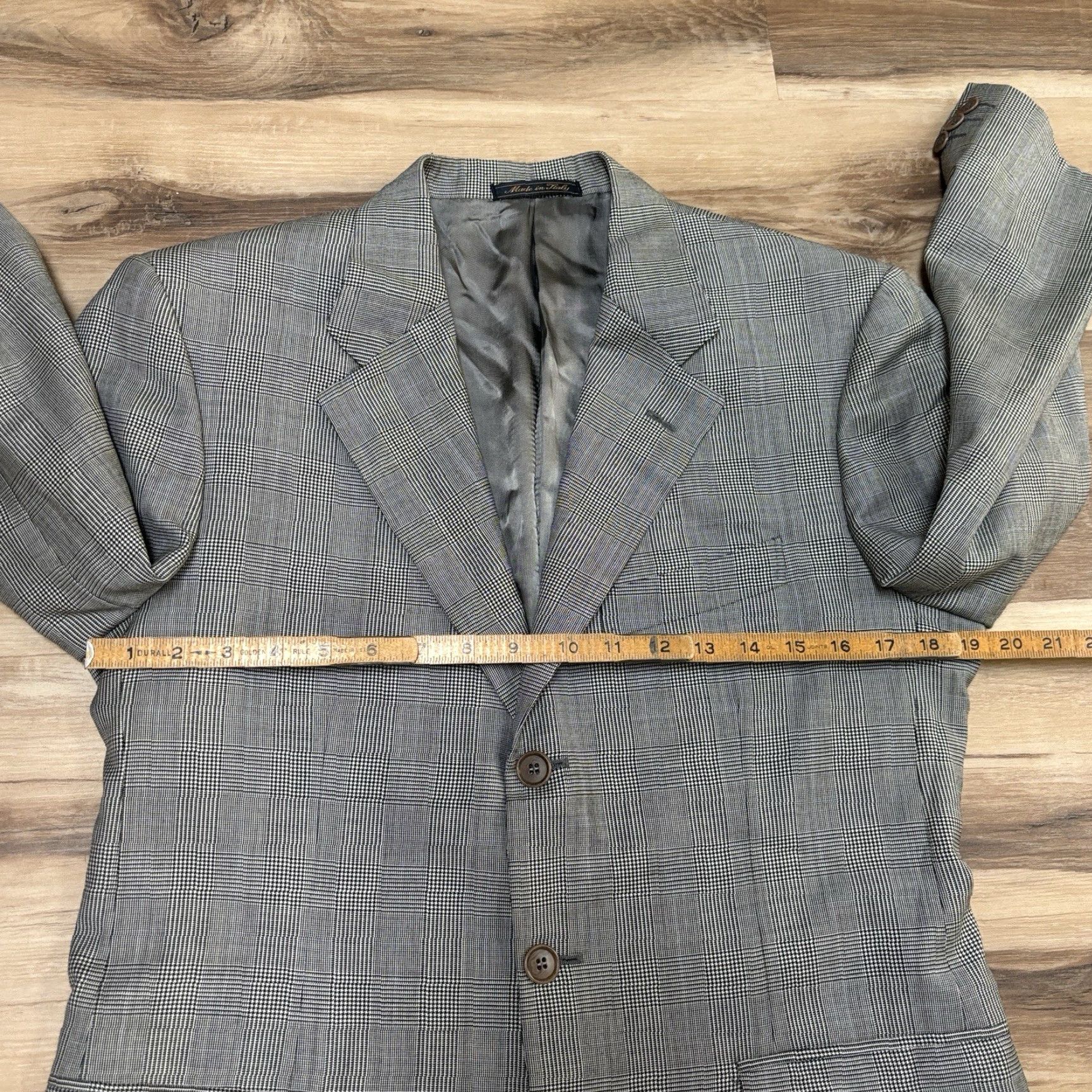 Vintage VINTAGE Trussini Blazer Mens 38R Wool Plaid 3-Button Notch Lapel Single-Breasted 2 Piece Gray Reserved for Business, Casual, Wedding Mens Size 38R - 7 Thumbnail