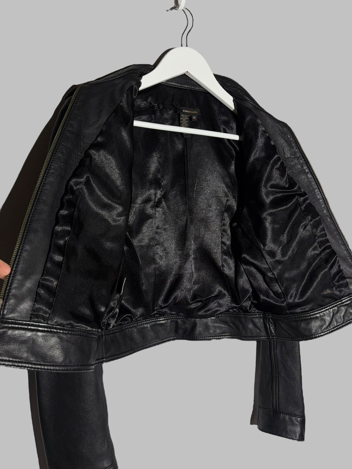 Bcbgmaxazria Bcbgmaxazria Black Leather Moto Jacket Rick Owens Biker Vibe Size M / US 6-8 / IT 42-44 - 14 Thumbnail