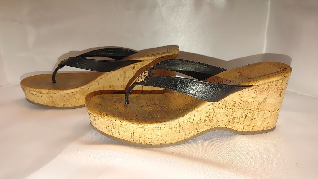 Tory Burch Tory Burch Salem Napa Leather & Cork Wedge Sandals Size 9M Size US 9 / IT 39 - 3 Thumbnail