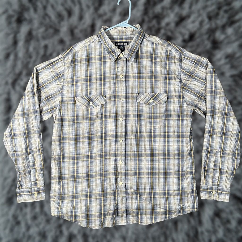 Vintage VINTAGE Aeropostale Shirt Mens Large Blue Plaid Long Sleeve Button Up Cotton Casual Y2K Size US L / EU 52-54 / 3 - 1 Thumbnail
