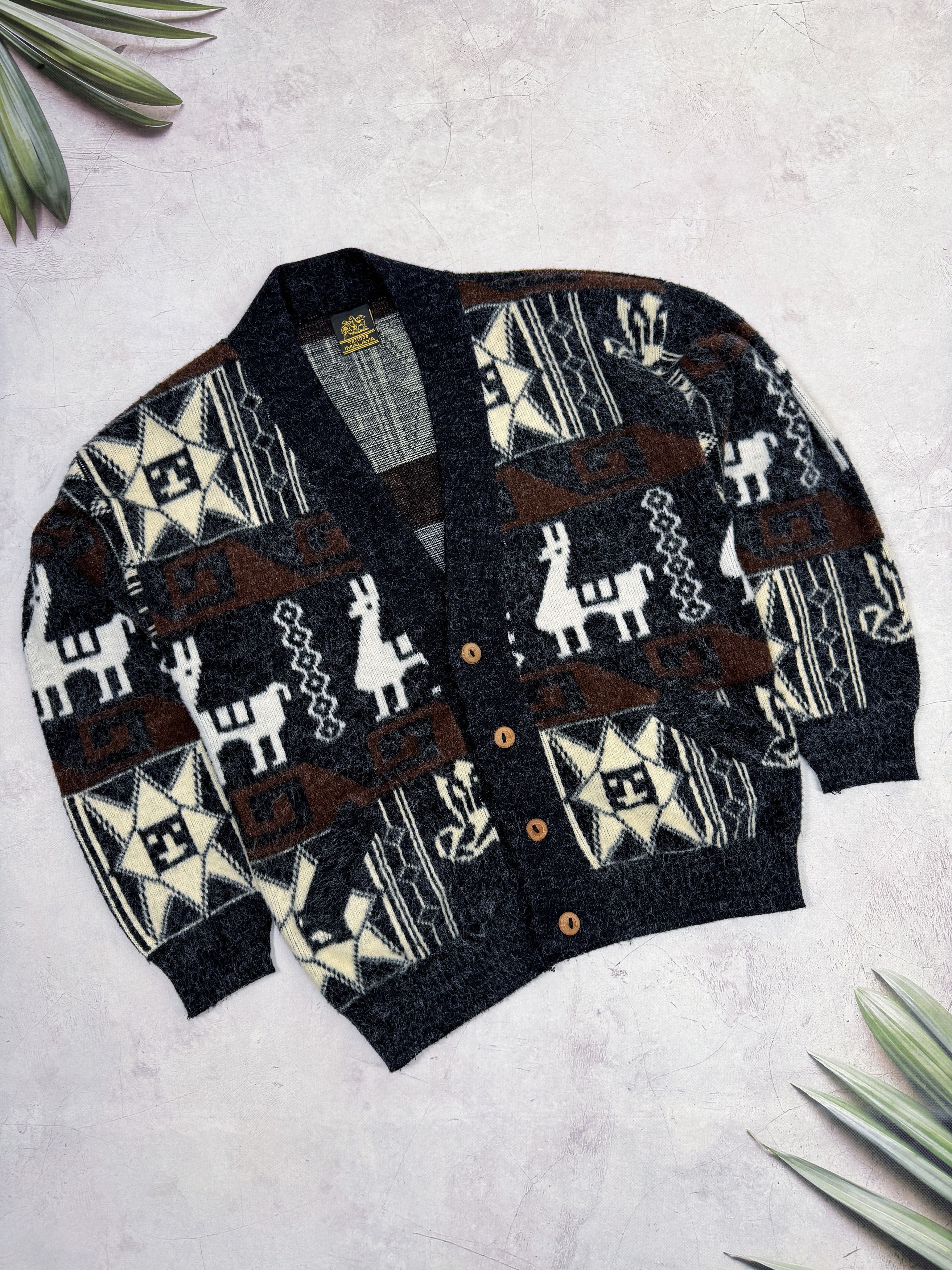 Vintage Vintage Tejidos Imalaya Mohair Cardigan Lama Aztec Wool Size US M / EU 48-50 / 2 - 1 Thumbnail