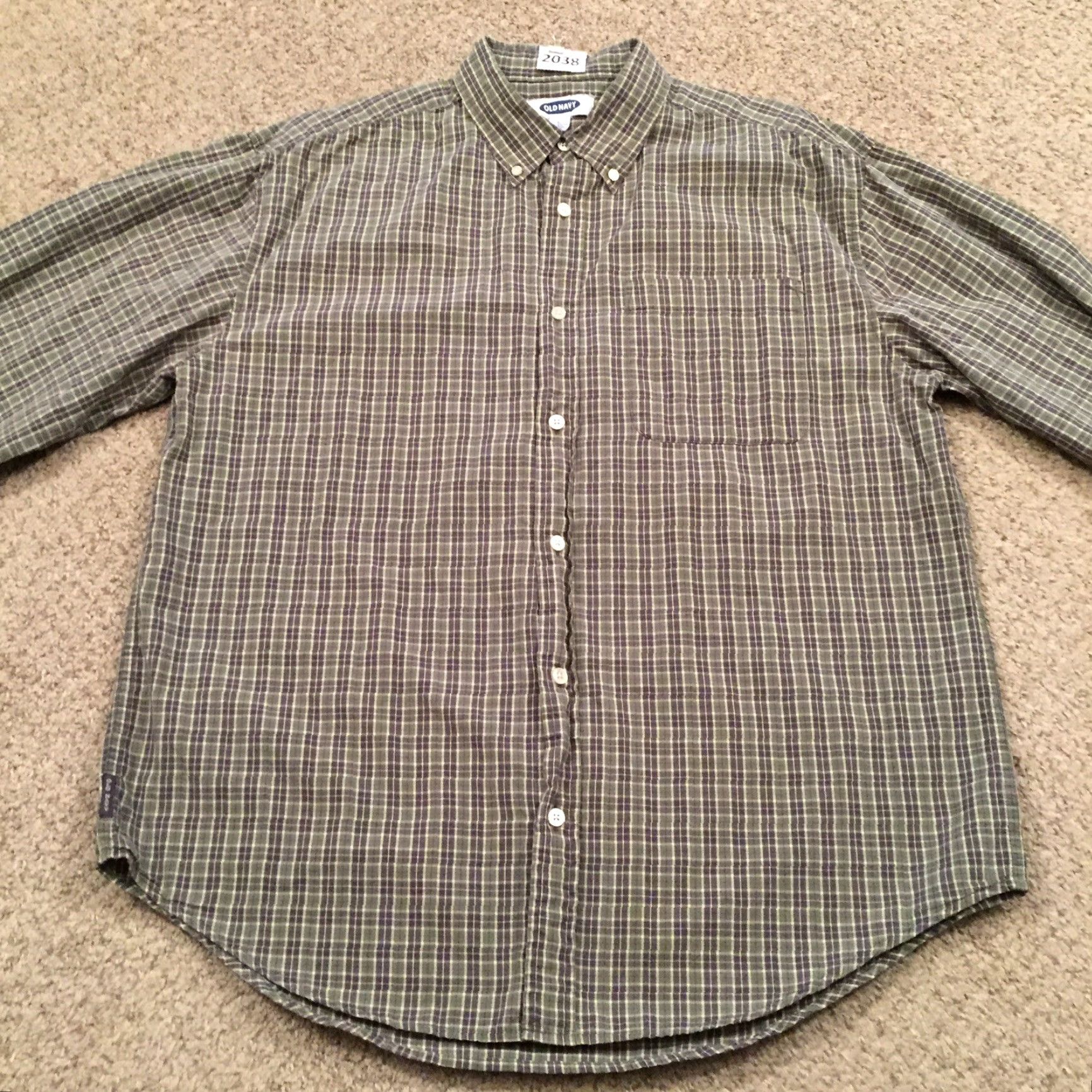 Old Navy Old Navy Button-Up Shirt Mens Large Green Plaid Long Sleeve Size US L / EU 52-54 / 3 - 5 Thumbnail