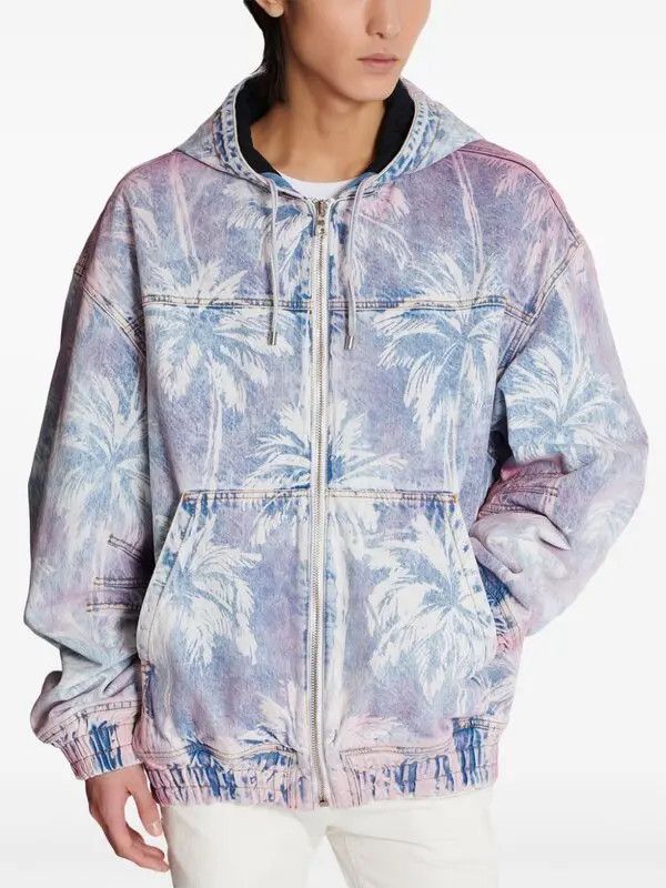 Balmain o1s1wg111025 Printed Denim Bomber Jacket in Blue Size US M / EU 48-50 / 2 - 5 Thumbnail