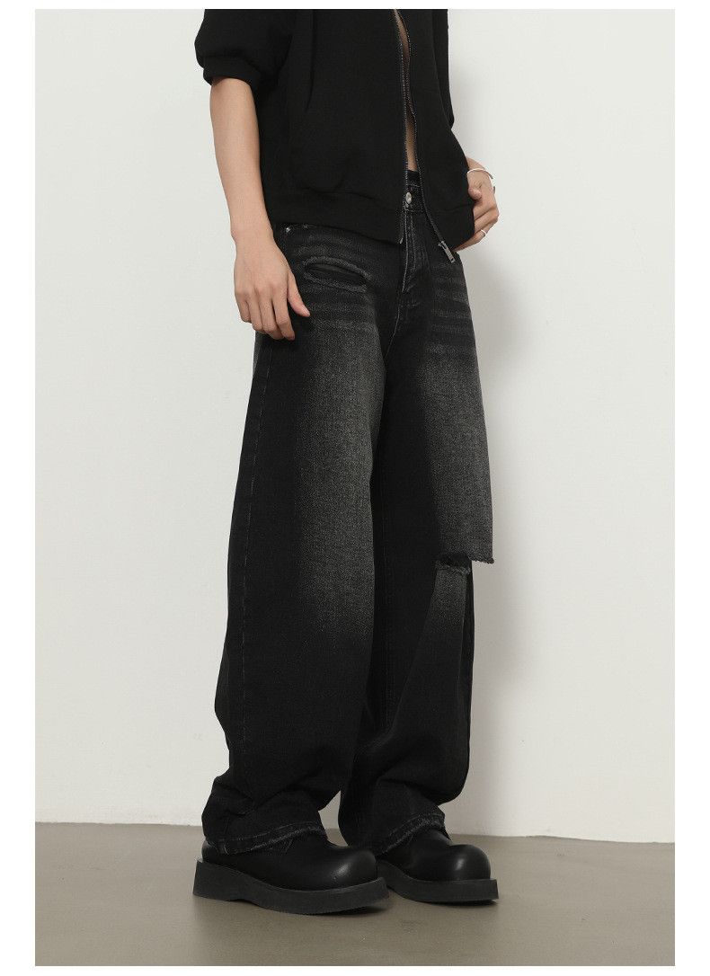Japanese Brand American retro loose straight leg ripped curved jeans Size US 32 / EU 48 - 4 Thumbnail