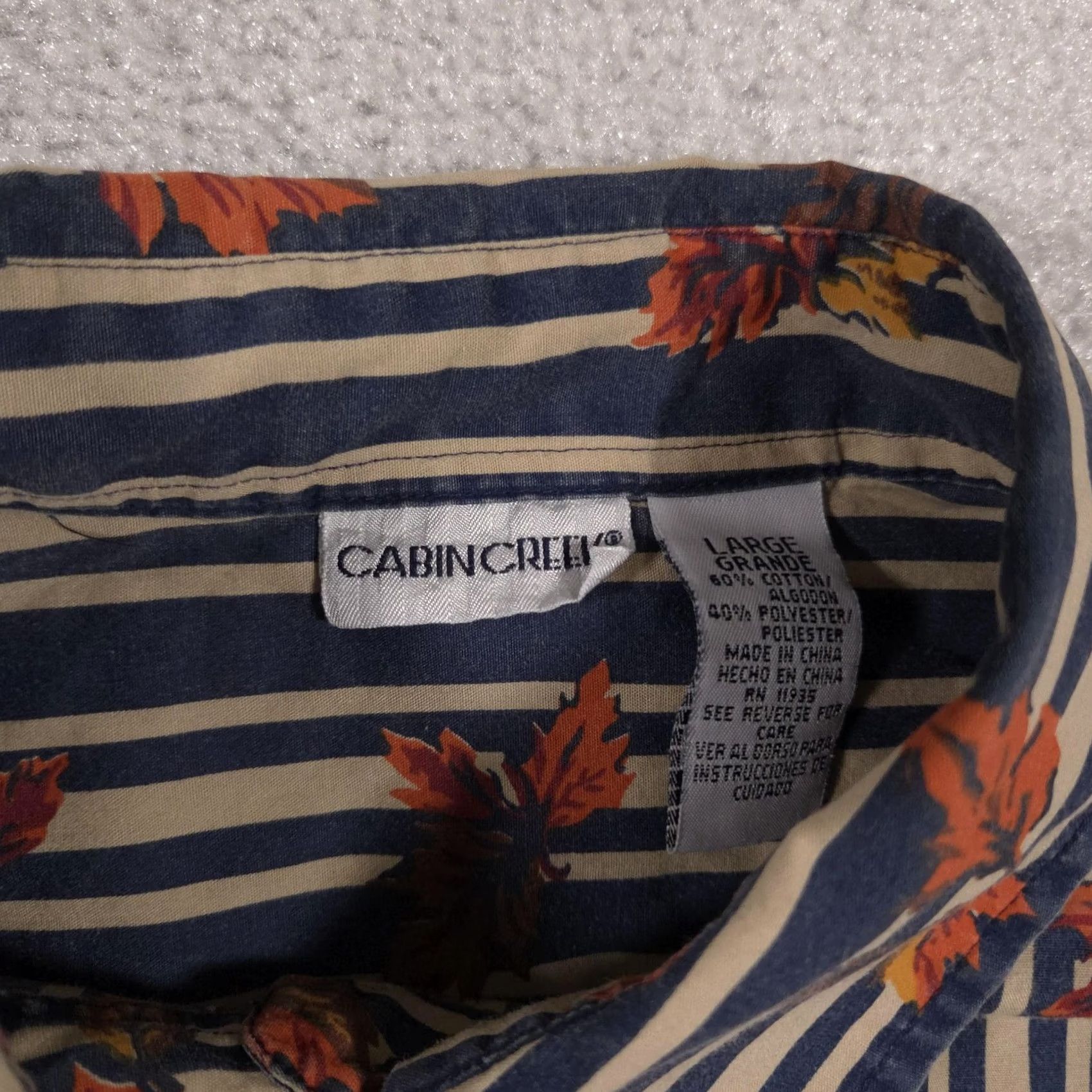Vintage VINTAGE Cabin Creek Shirt Womens Large Blue Beige Striped Autumn Leaves Button Up Pocket Size L / US 10 / IT 46 - 5 Thumbnail