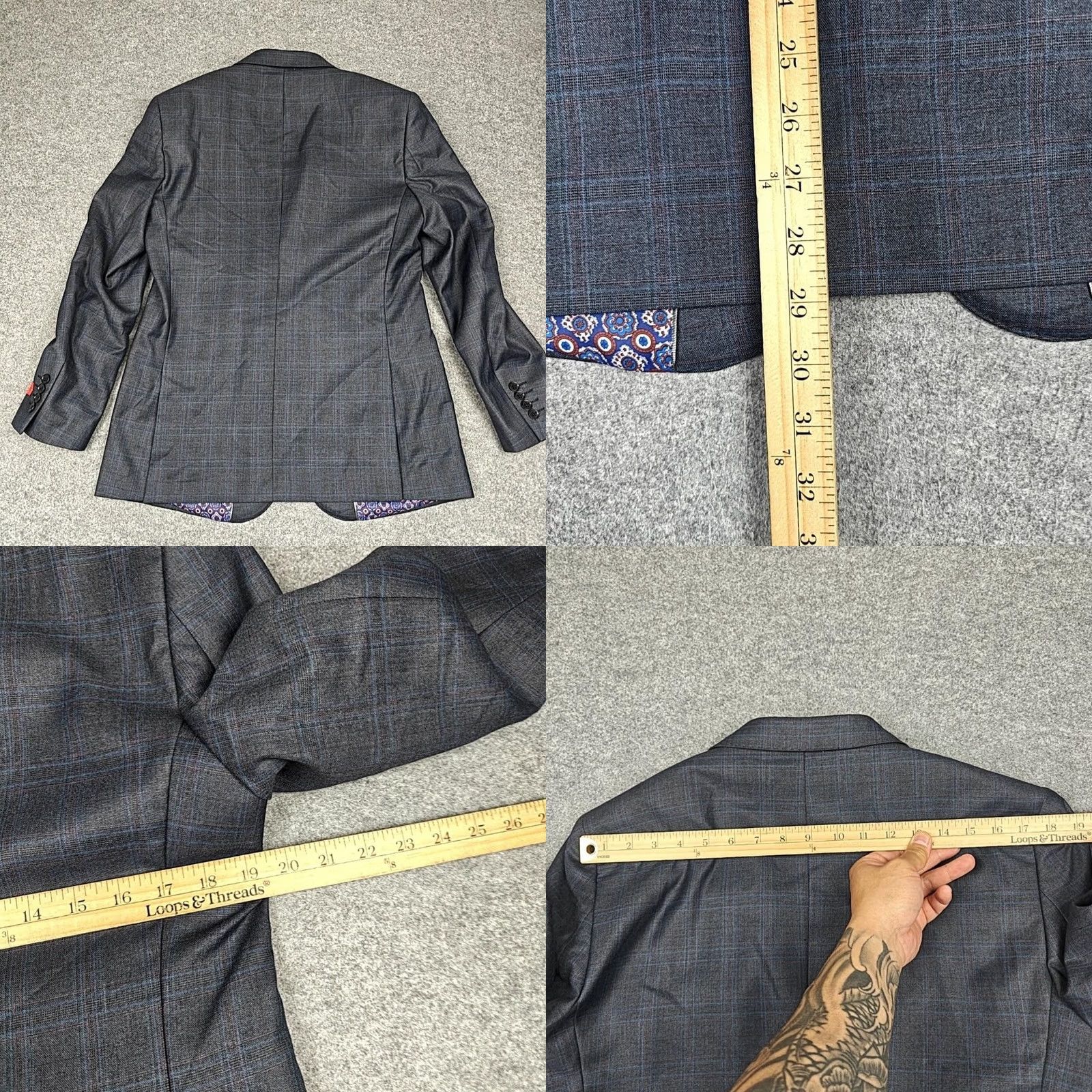 Vintage Statement Suit Vest Mens 40R Gray Plaid Wool Cashmere 2 Piece Slim Fit Size US XXS / EU 40 - 8 Thumbnail