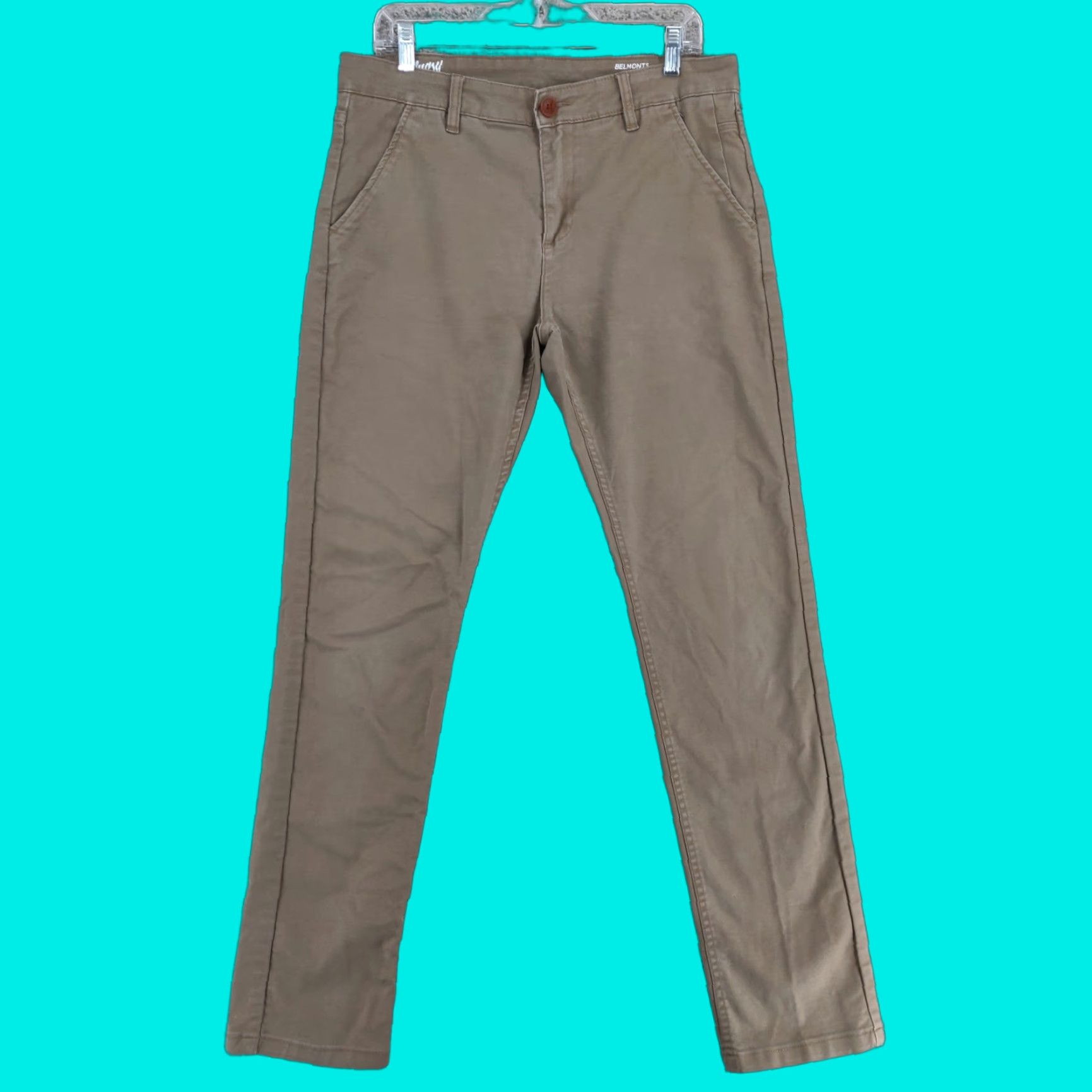 Vintage Mugsy Belmonts Pants Mens 33x34 Chino Straight Fit Classic 5-Pocket Brown Cotton Blend Spandex Rayon Size US 33 - 1 Thumbnail
