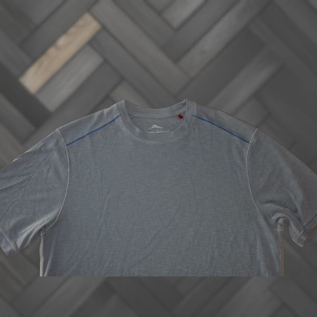 Tommy Bahama Tommy Bahama Men's T-Shirt Size M Blue Short Sleeve Tencel Blend Solid Shirt Mens Size US M / EU 48-50 / 2 - 1 Thumbnail