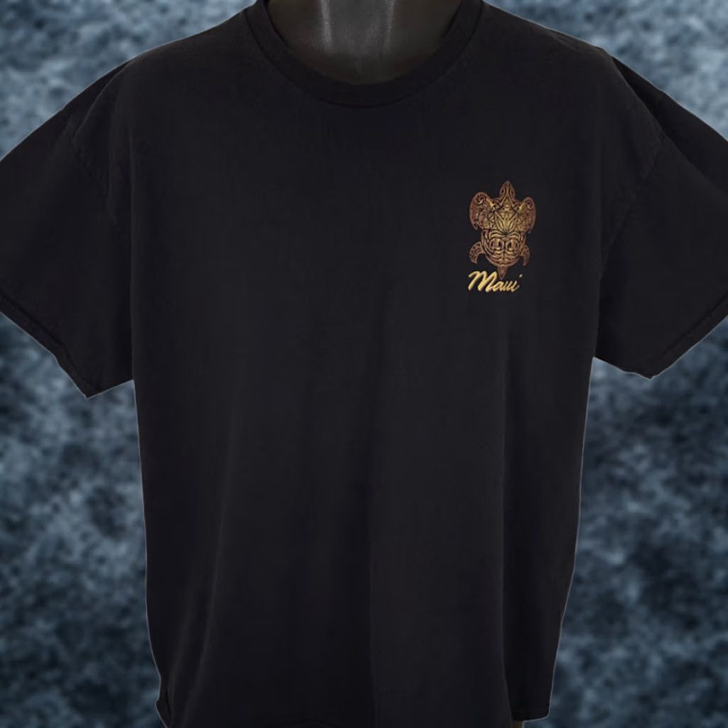 Vintage Maui Sea Turtle T Shirt Mens XL Black Hawaii Tribal Travel Destination Tee Size US XL / EU 56 / 4 - 1 Thumbnail