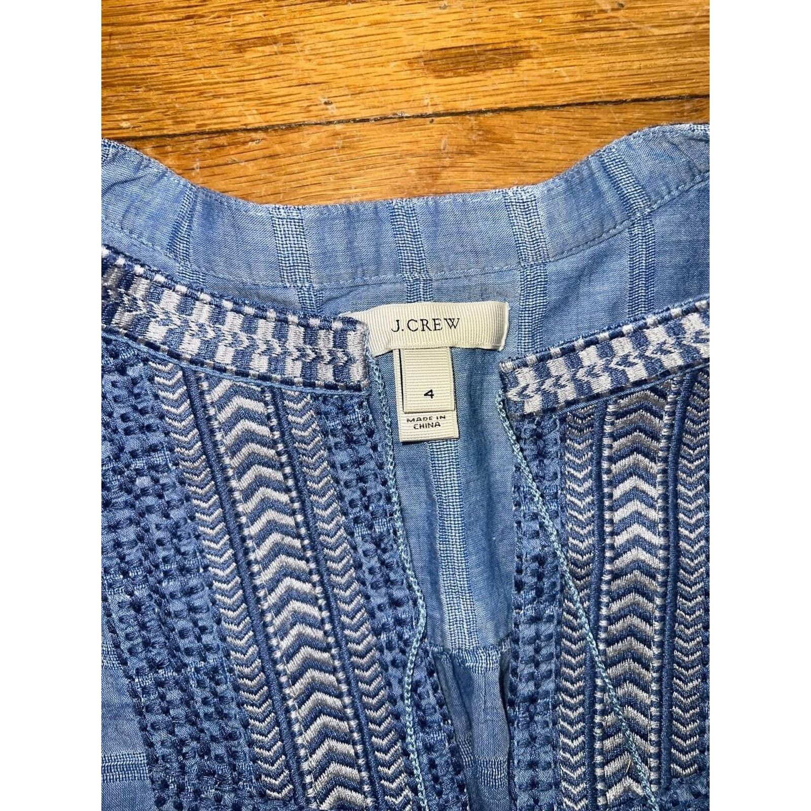 J.Crew J. Crew Women Blue Boho Long Sleeve Blouse Size S A000853 Size S / US 4 / IT 40 - 7 Thumbnail